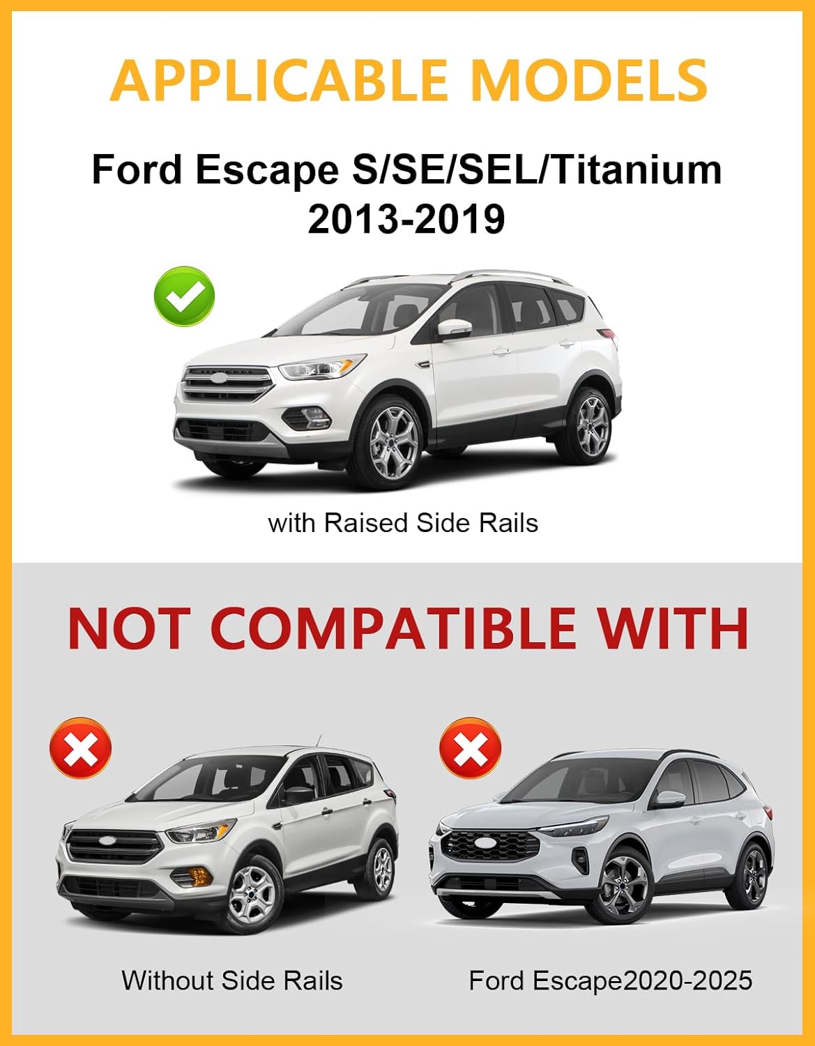 Ford Escape cross bars 2013–2019 — lockable end cap close-up