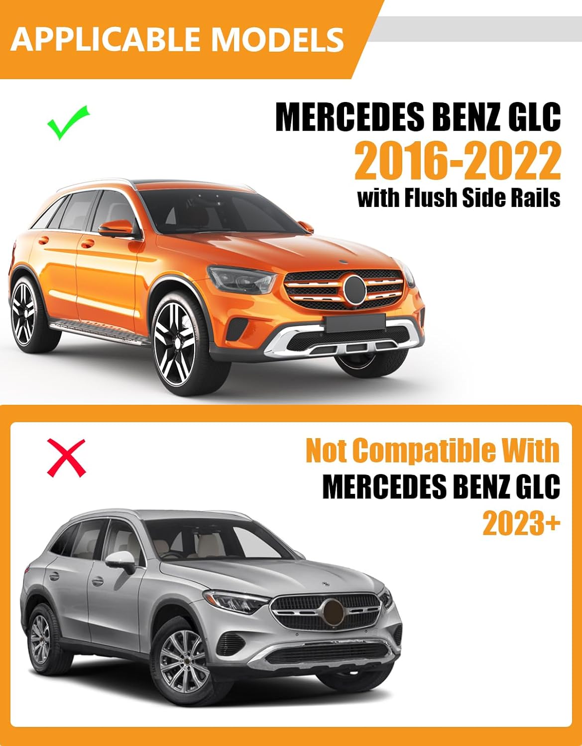 Roof Rack Cross Bars for Mercedes Benz GLC 2016-2022 | 300lb Lockable