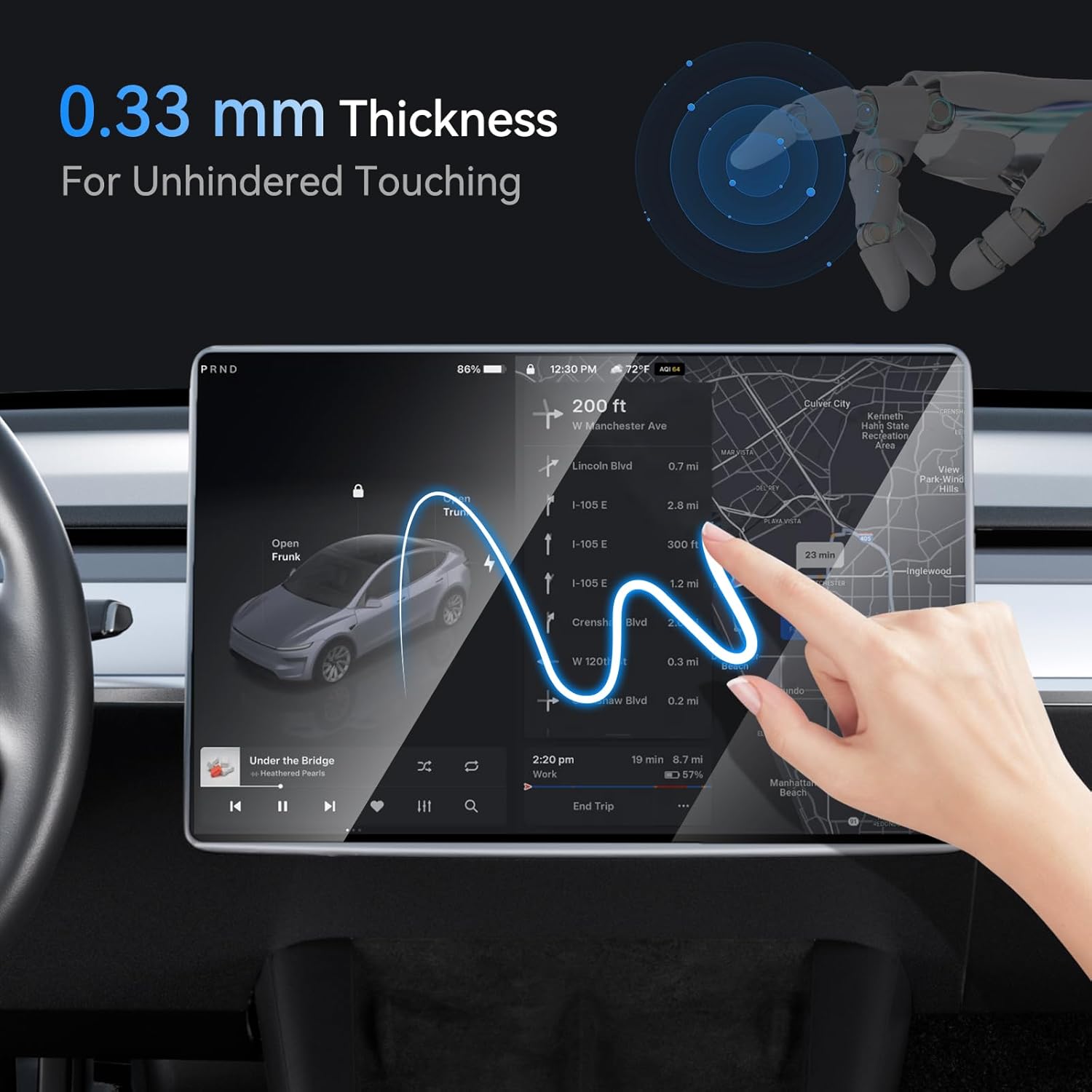 Tesstudio 2026 HD & 9H Anti-scratch Tempered Glass Screen Protector for Tesla Model 3/Y Accessories