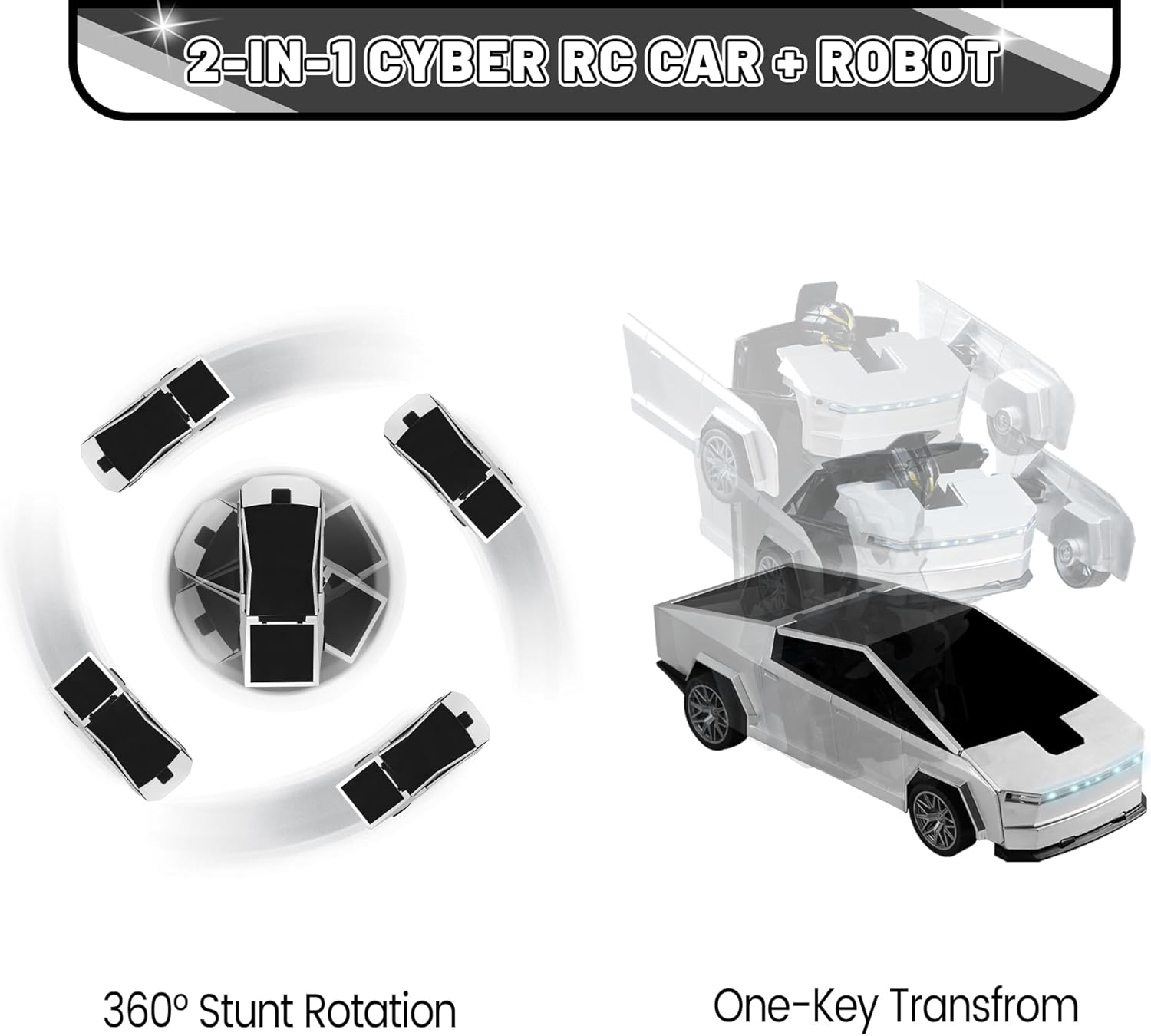 2026 Bluetooth Remote Control Car Cyber-Inspired Transformer Toys Cars One-Button Deformation 360° Rotation Drift Rc Car Robot for 3+ Years Old Boy Toys