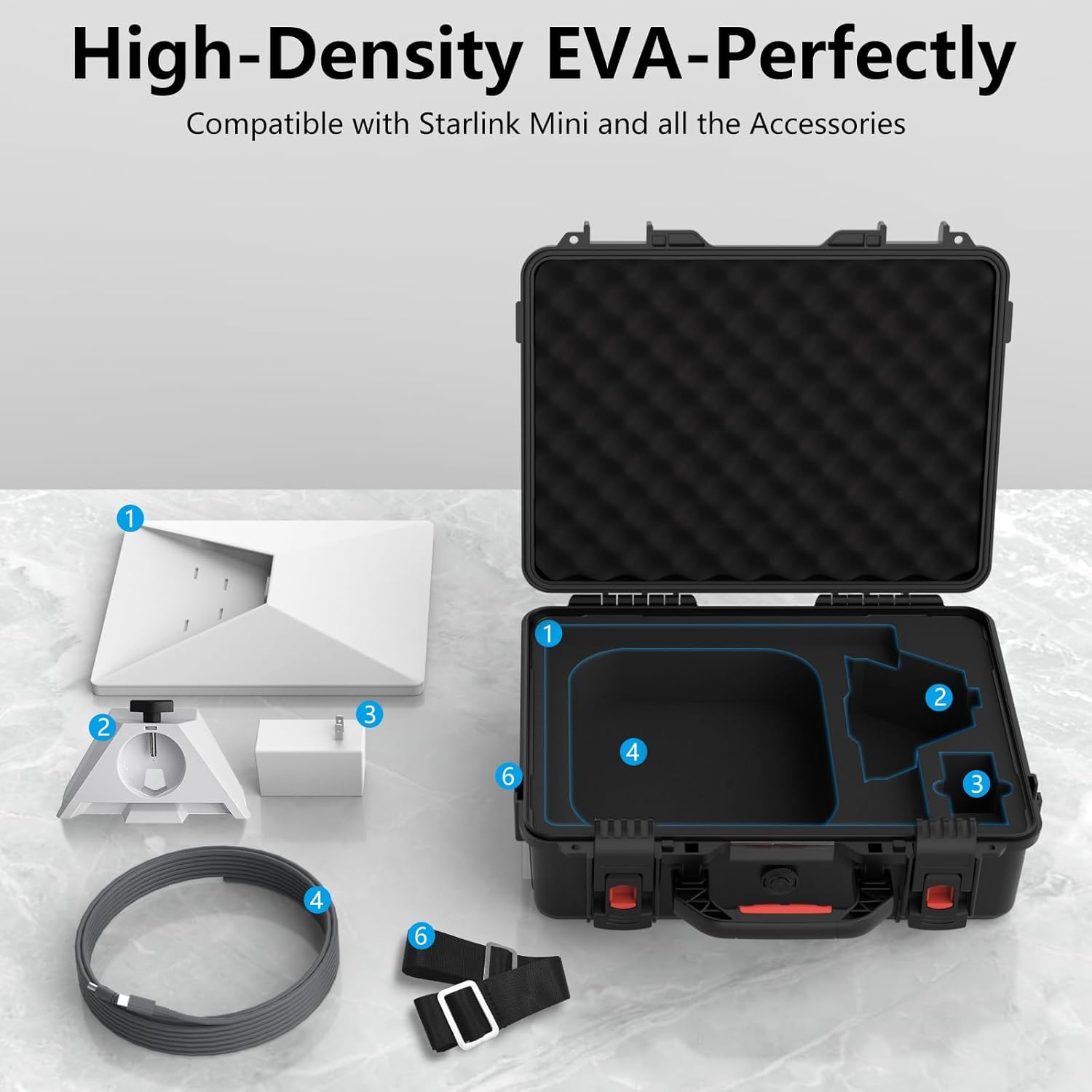 Starlink Mini Hard Case — IP67 Waterproof Protective Carrying Case with Precision-Cut Foam, Shoulder Strap, Portable Storage for Starlink Mini Dish & Accessories, Ideal for Travel & Camping
