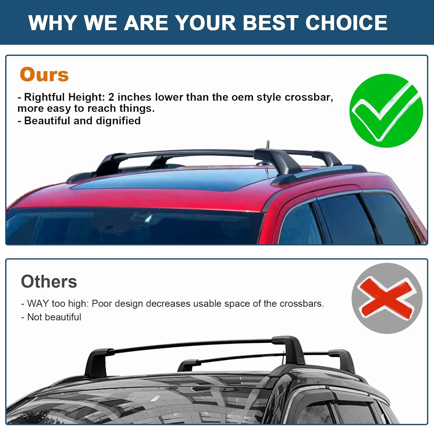 Roof Rack Cross Bars Compatible with Jeep Grand Cherokee L 2021-2025 and 2022 2023 2024 2025 Grand Cherokee WL