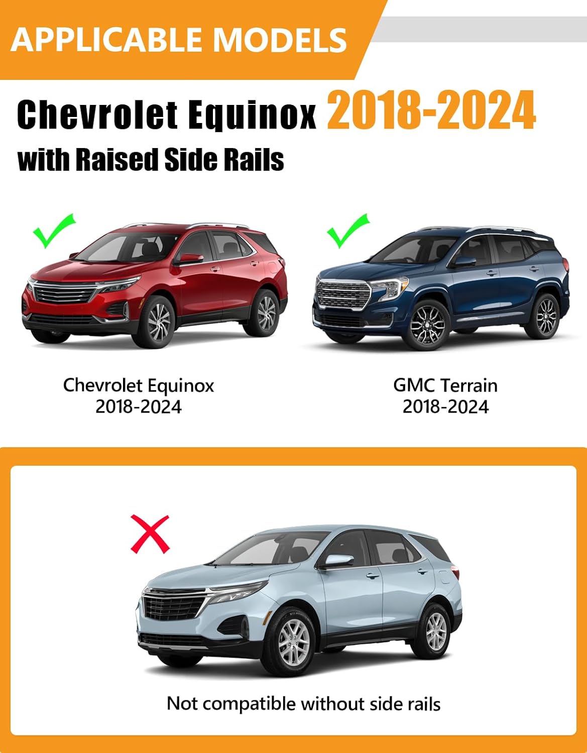 300 lbs Lockable Aluminum Roof Rack Cross Bars for Chevy Equinox, GMC Terrain