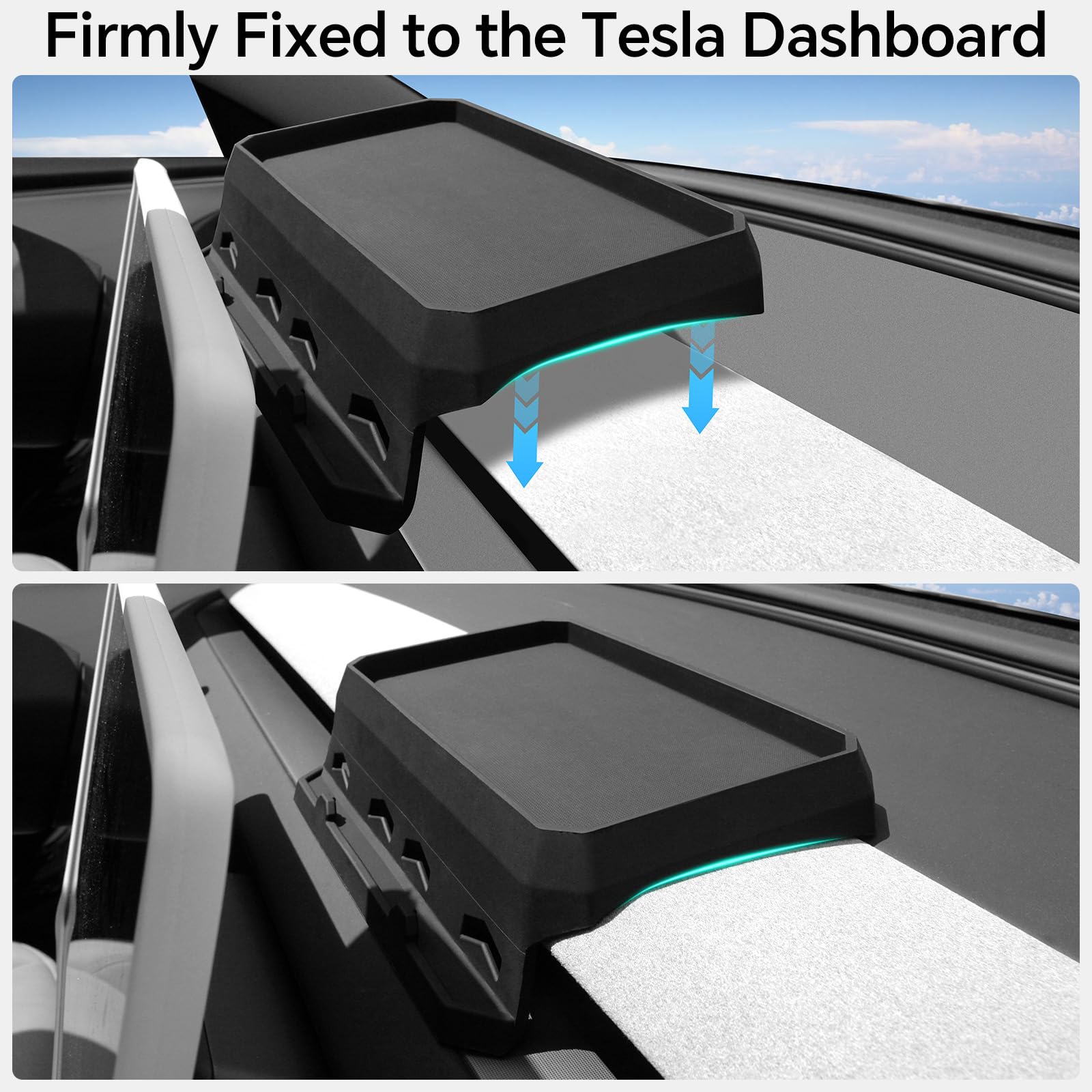 Tesla Center Console Tray — anti-slip texture detail