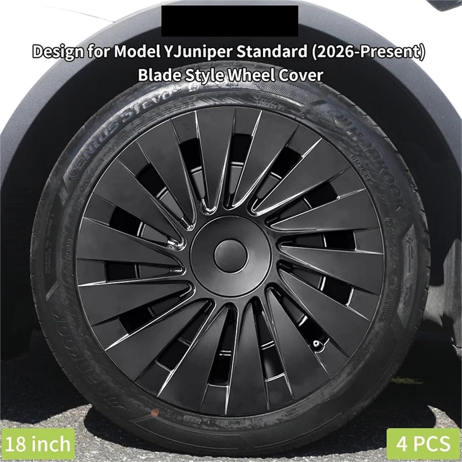 Model Y Standard 18-Inch Blade-Style Aero Wheel Covers, Matte Black (2025.11+)
