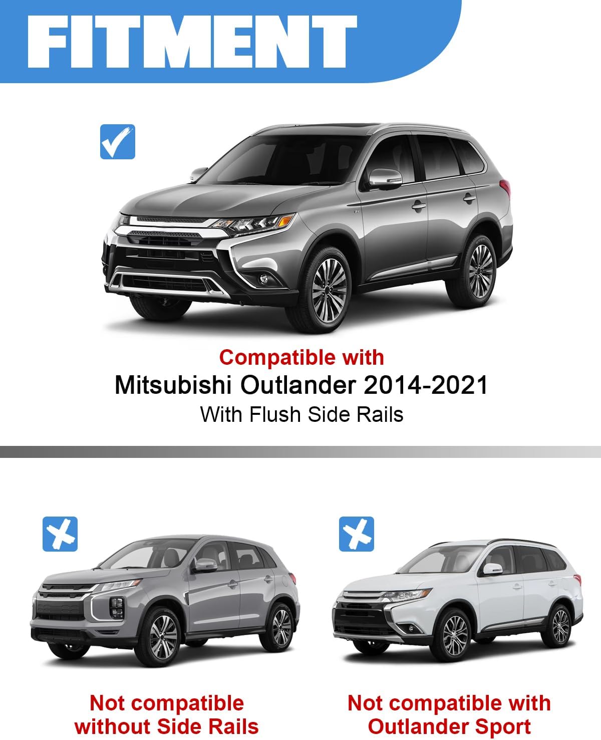 Mitsubishi Outlander cross bars 2014–2021 — lockable end cap close-up
