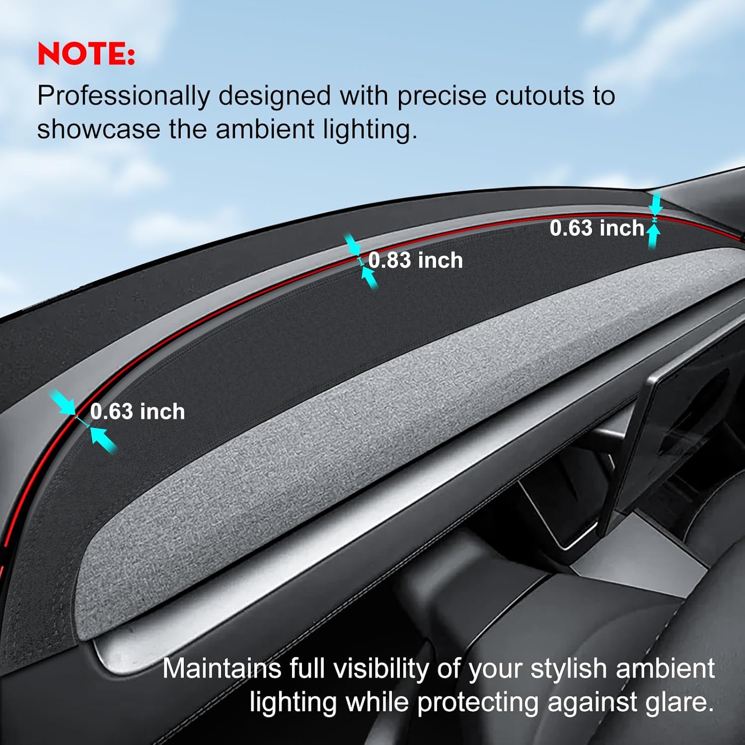 Tesstudio 2026 Anti-Glare and Dustproof Dashboard Cover Suede Dashboard Pad Dash Mat for tesla 3/Y