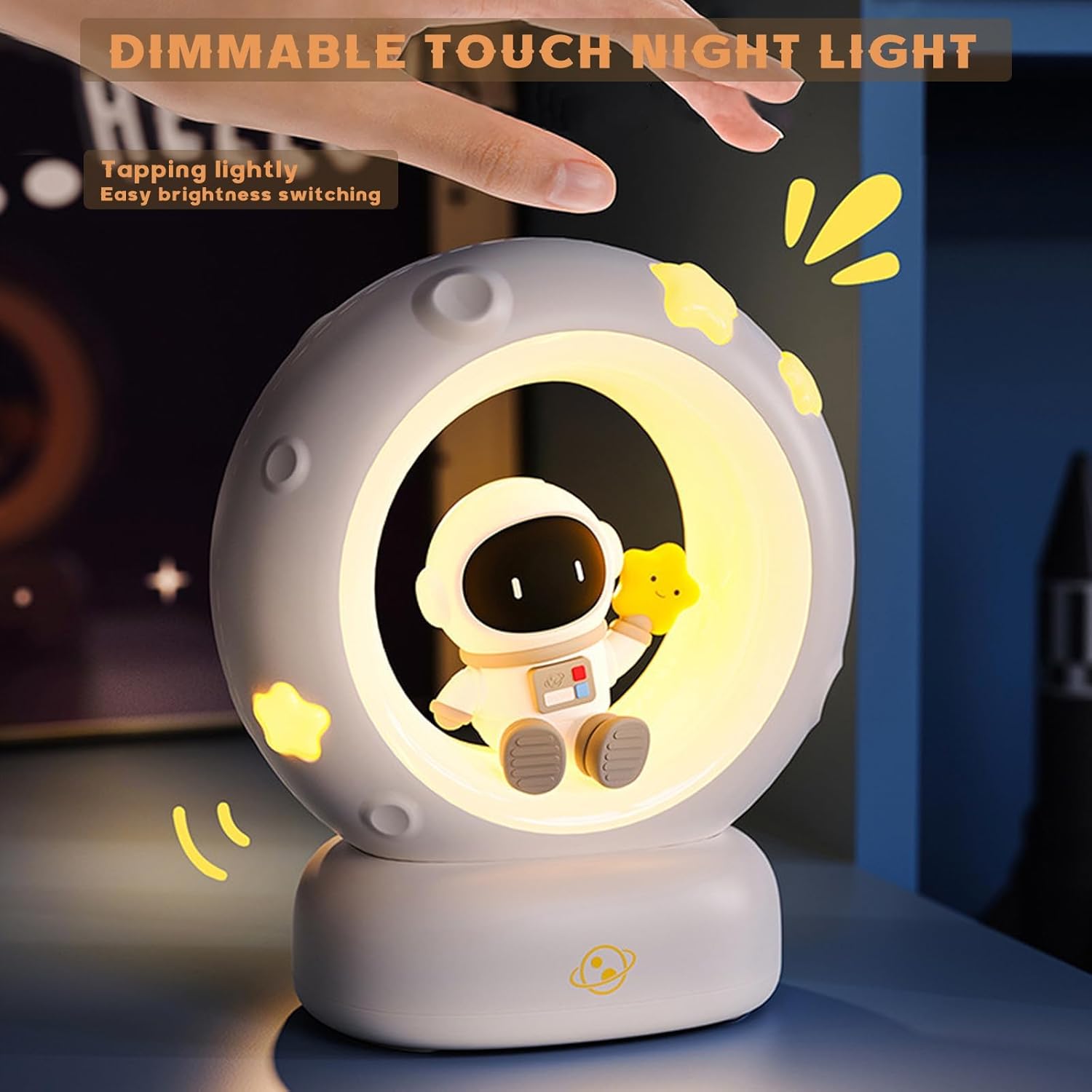 Space Astronaut Kitty LED Night Light for Kids, Nursery Night Light Rechargeable Table Lamp