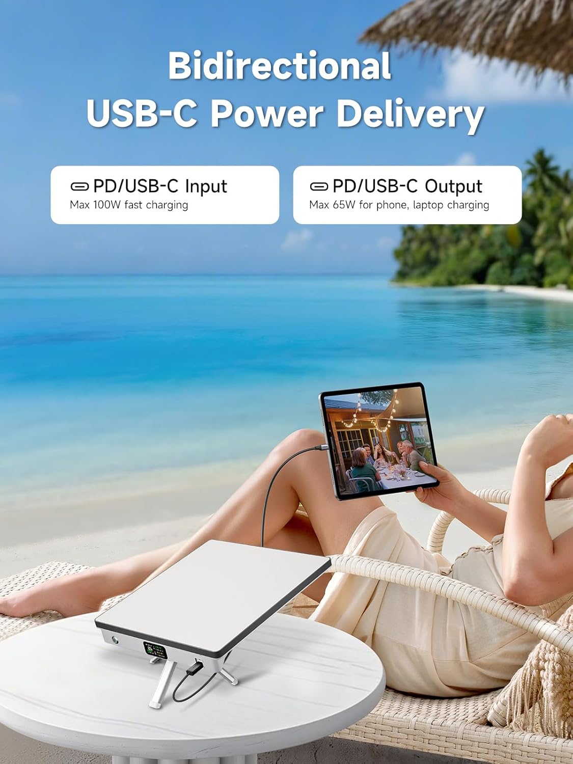 27500mAh Power Bank for Starlink Mini — 99Wh Portable Charger with USB-C Bidirectional PD, LCD Display, Smart App, DC Cable, Outdoor & Camping Battery Pack