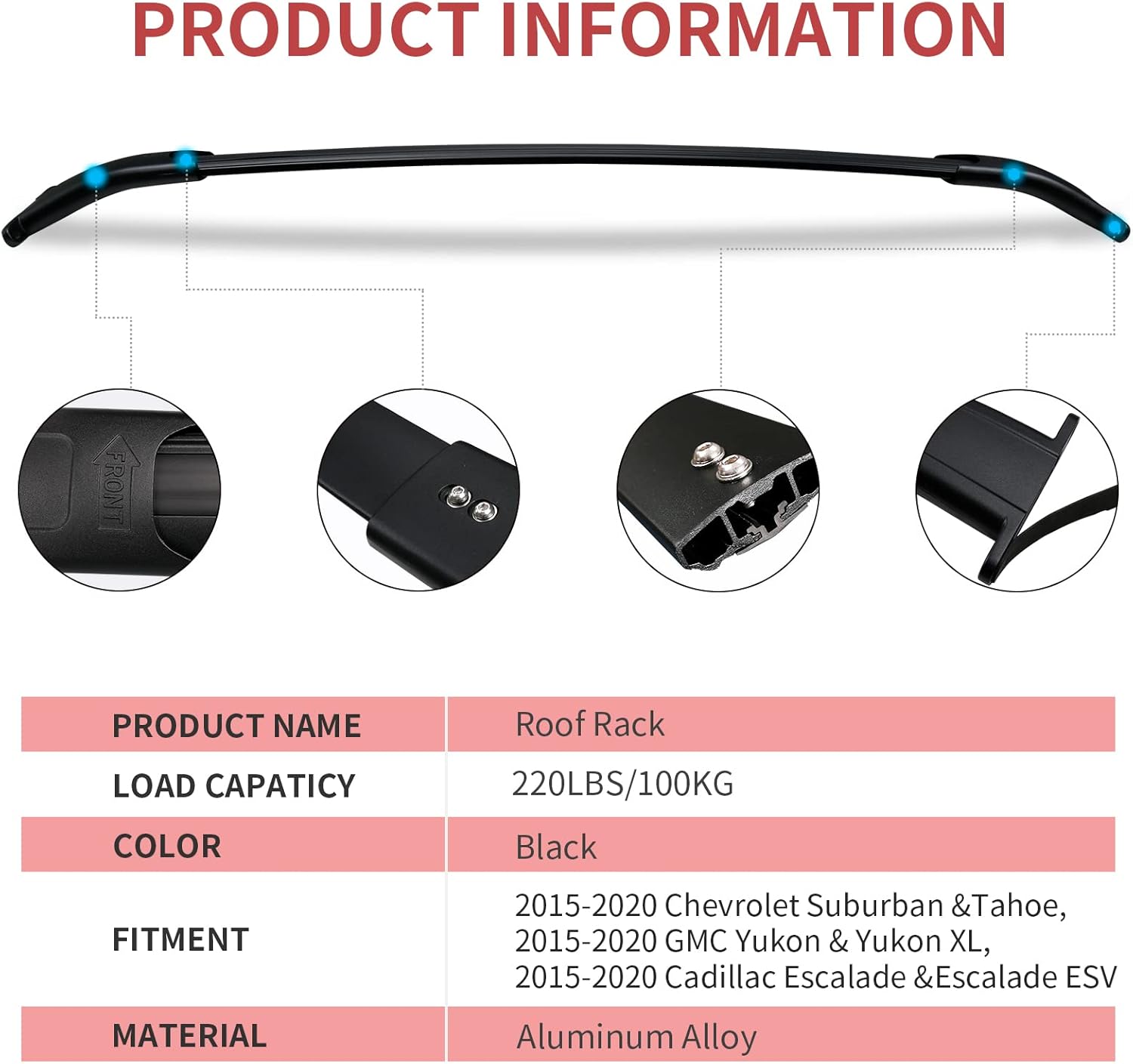 Roof Rack Cross Bars Compatible with Chevrolet Suburban & Tahoe, GMC Yukon & Yukon XL, Cadillac Escalade & Escalade ESV (2015-2020)