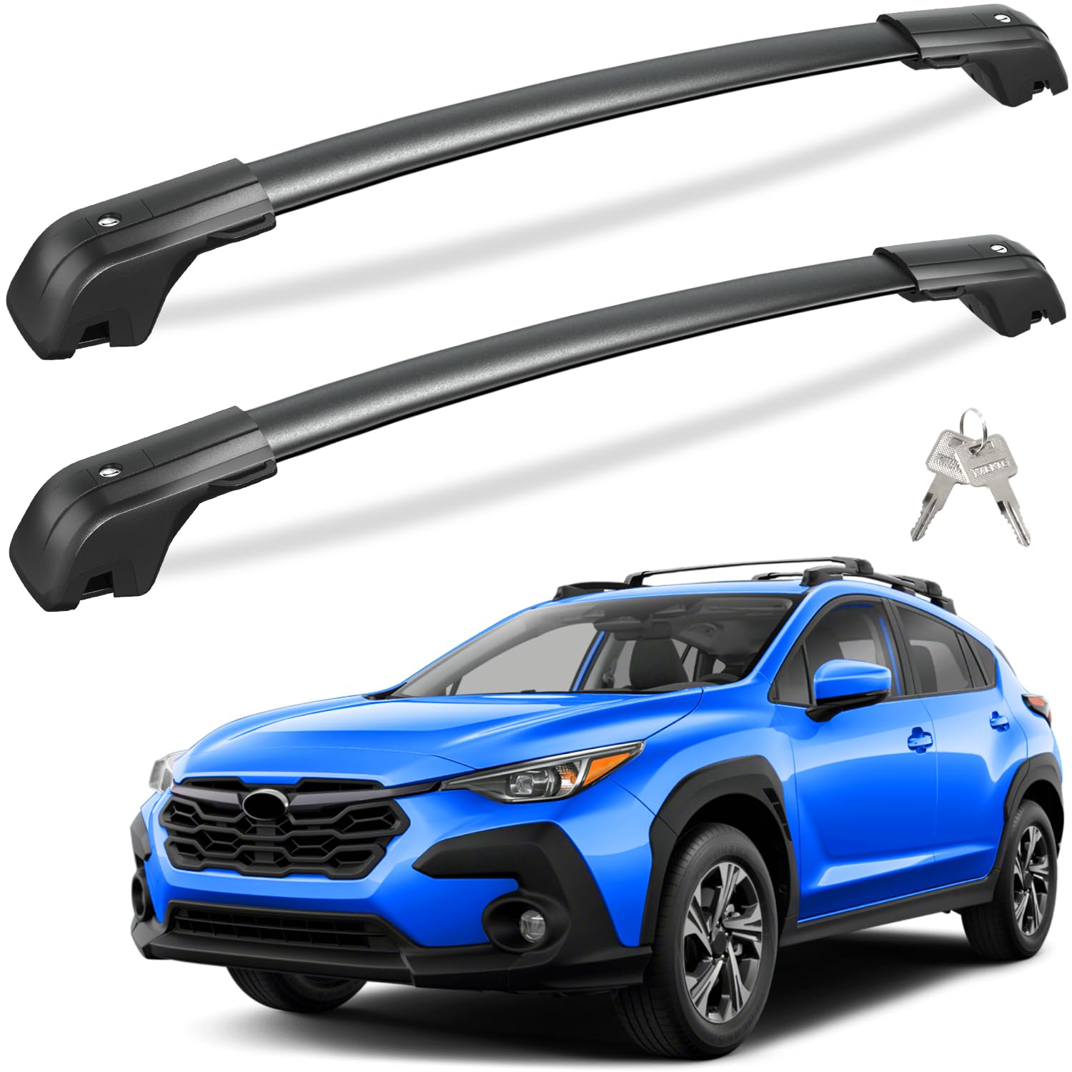 Roof rack cross bars — anti-theft lock engaged