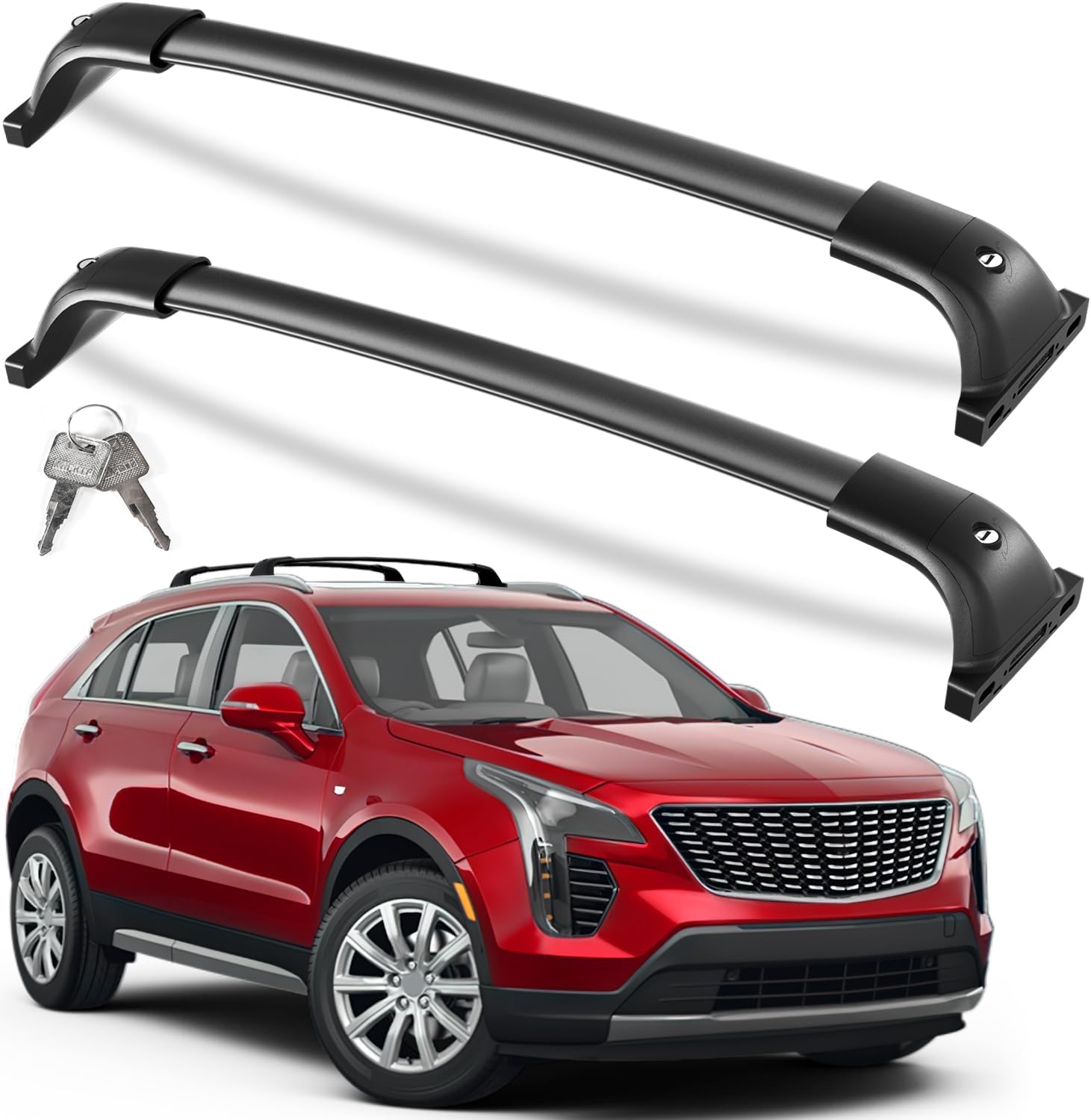 300 lbs Lockable Aluminum Roof Rack Cross Bars for Cadillac XT4, Honda, Jeep