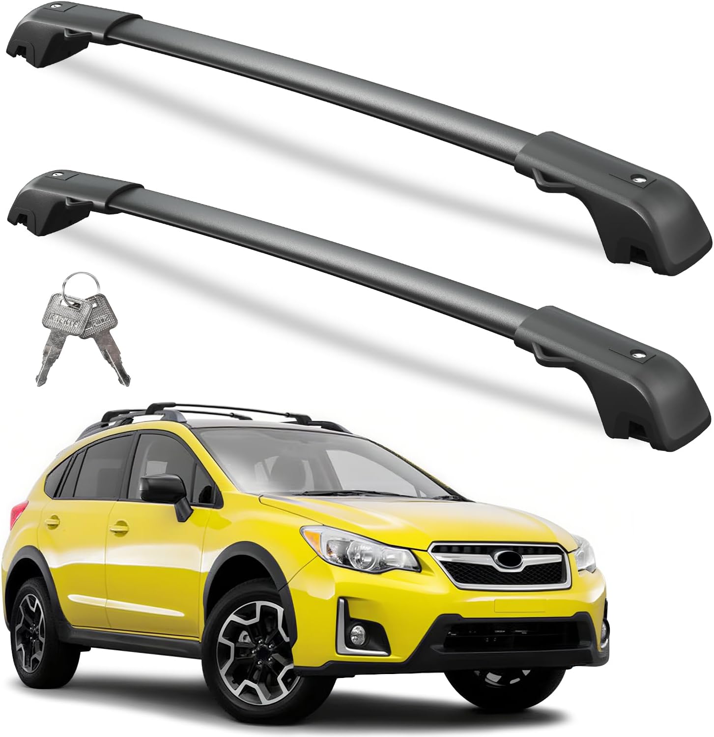 Subaru XV Crosstrek cross bars 2013–2017 — installed on vehicle roof rails