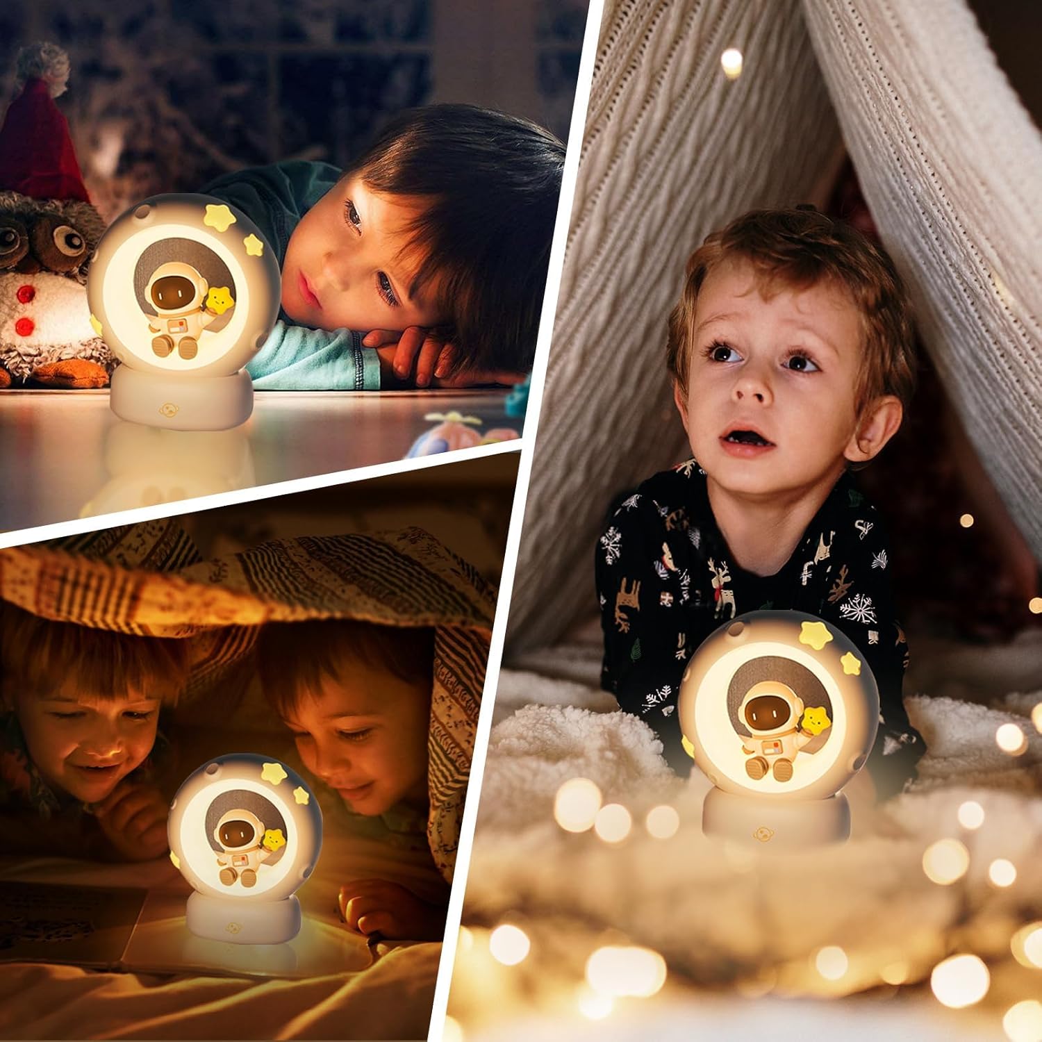 Space Astronaut Kitty LED Night Light for Kids, Nursery Night Light Rechargeable Table Lamp