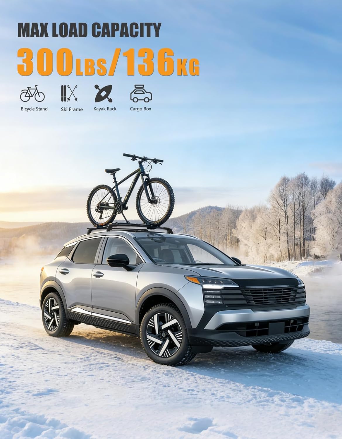 300lb Lockable Roof Rack Cross Bars for 2025 2026 Nissan Kicks – Heavy Duty Aluminum, Anti-Theft, Flush Side Rails