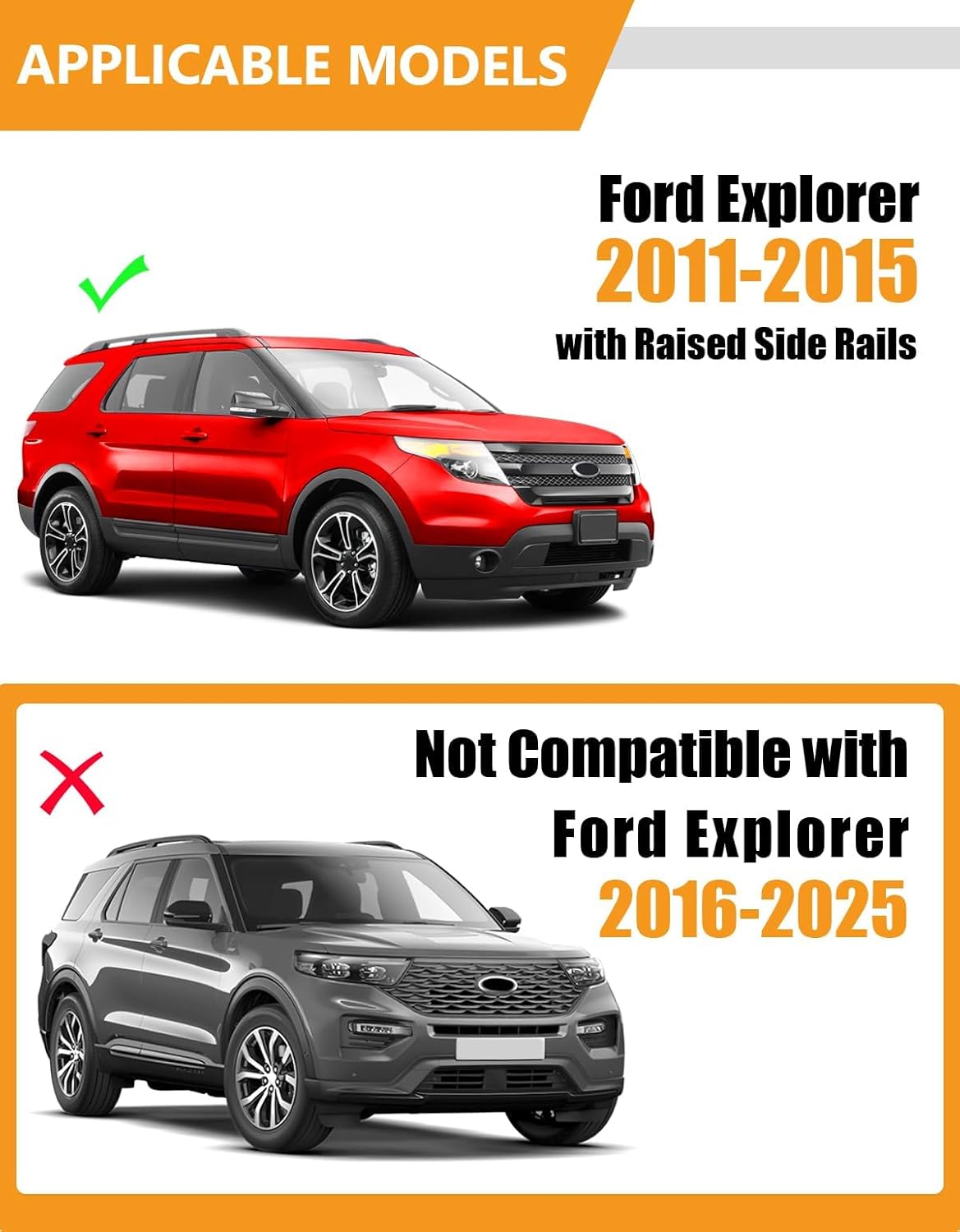 300 lbs Lockable Roof Rack Cross Bars for Ford Explorer 2011–2015