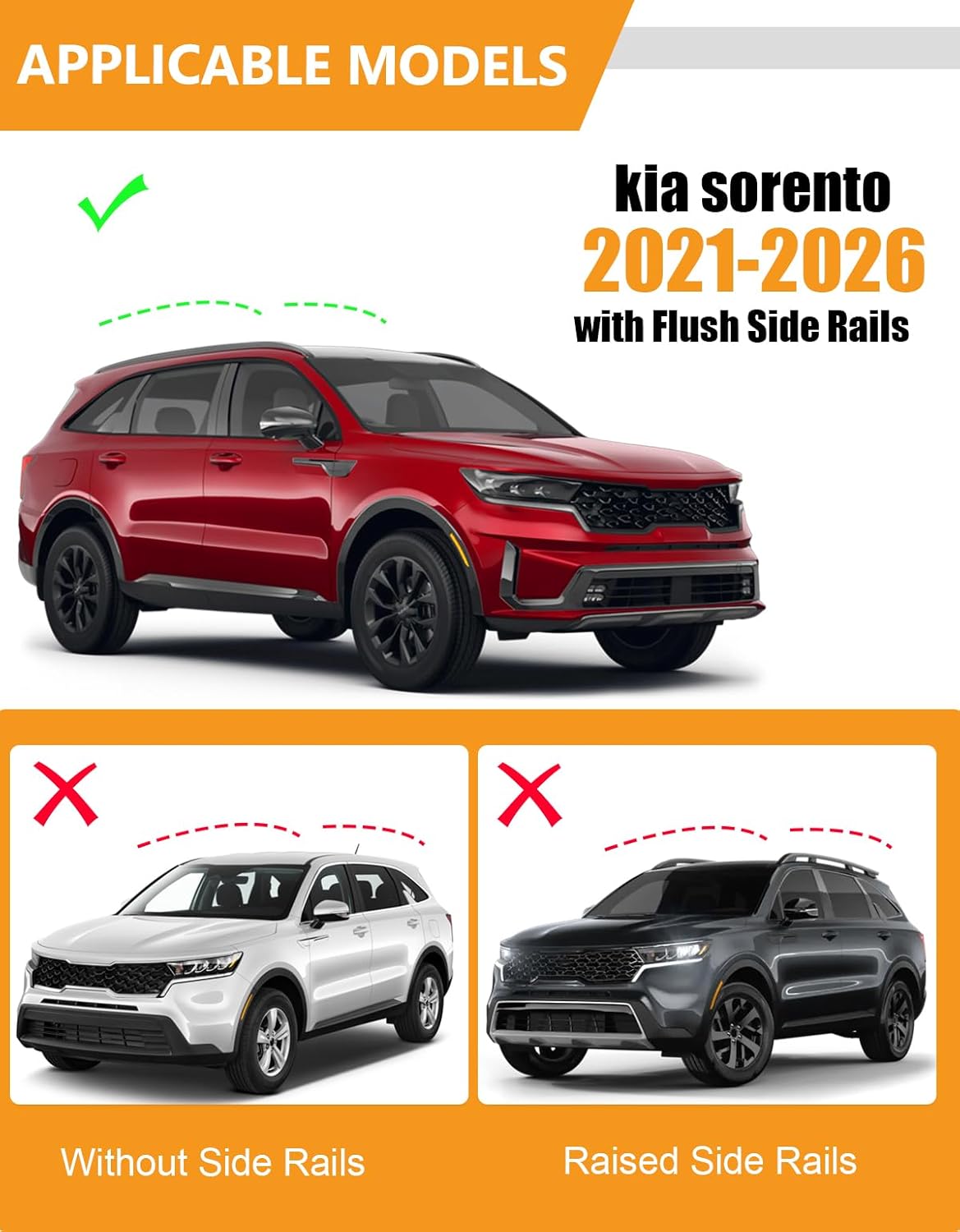 300lbs Lockable Roof Rack Cross Bars for 2021-2026 KIA Sorento
