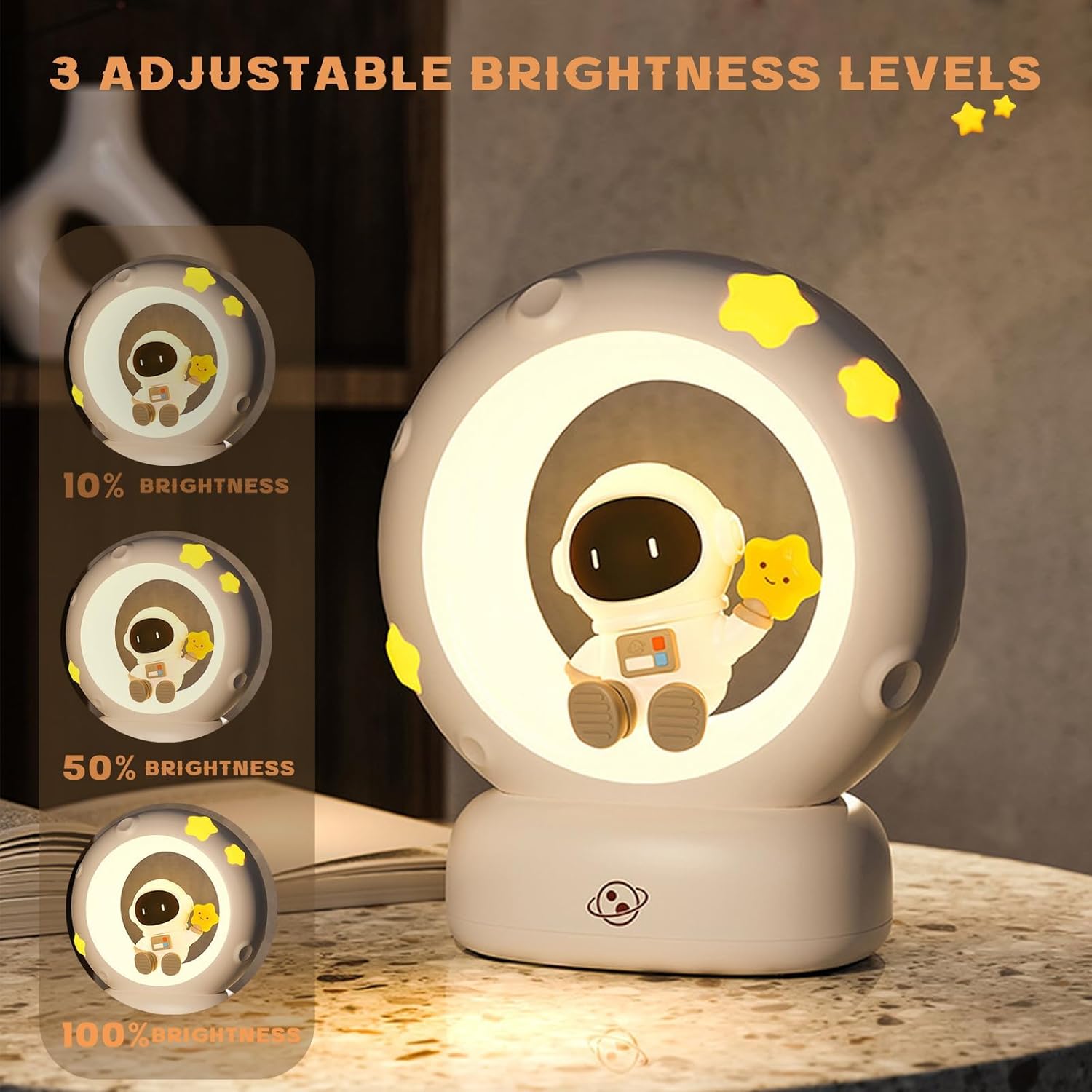 Space Astronaut Kitty LED Night Light for Kids, Nursery Night Light Rechargeable Table Lamp