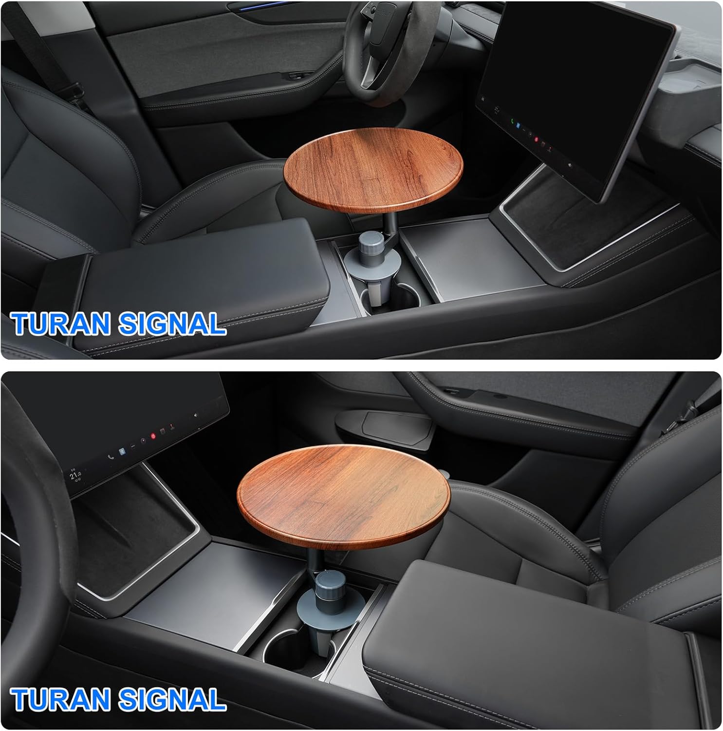 2026 360° Rotating Cup Holder Tray Organizer for Car Center Console, Steering Wheel Tray, Detachable Snack/Drink/Phone Holder for Tesla/Car