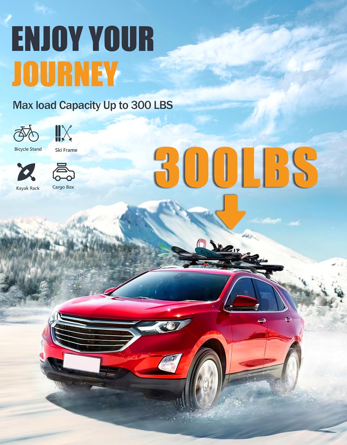 300 lbs Lockable Roof Rack Cross Bars for Chevy Equinox and GMC Terrain 2018-2024