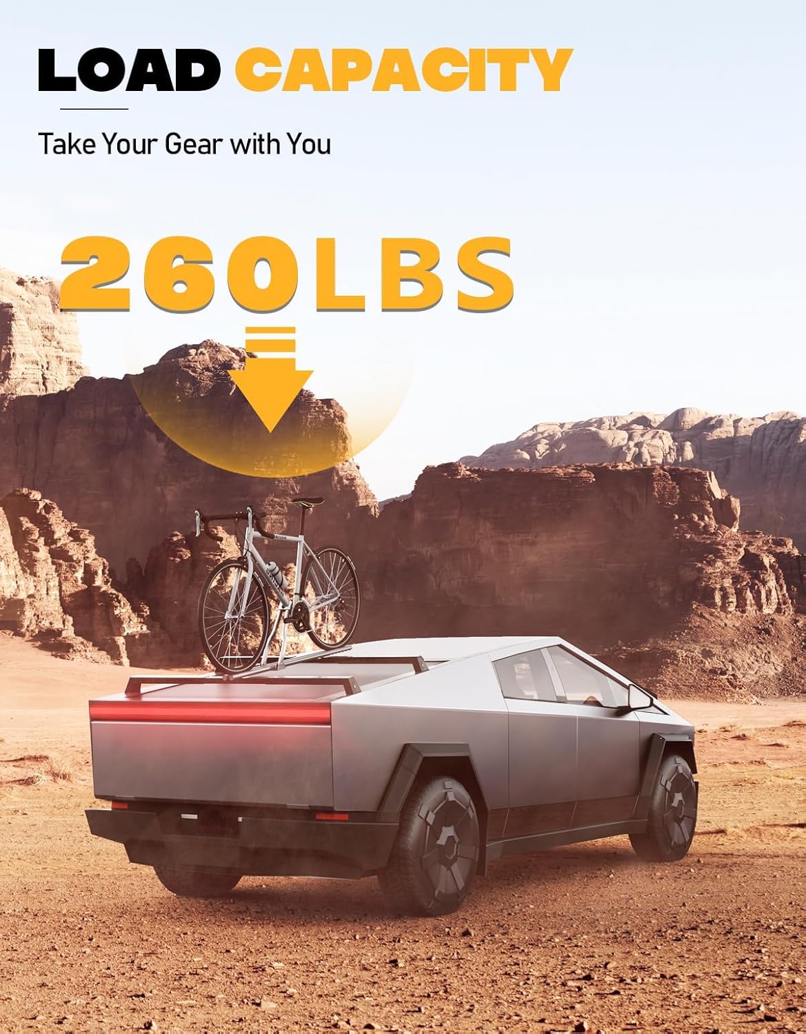 550lbs Heavy Duty Roof Rack Cross Bars Compatible with Tesla Cybertruck for Lockable Aluminum Crossbar Canoe Kayak Car Snowboard Rooftop Cargo Carrier Luggage