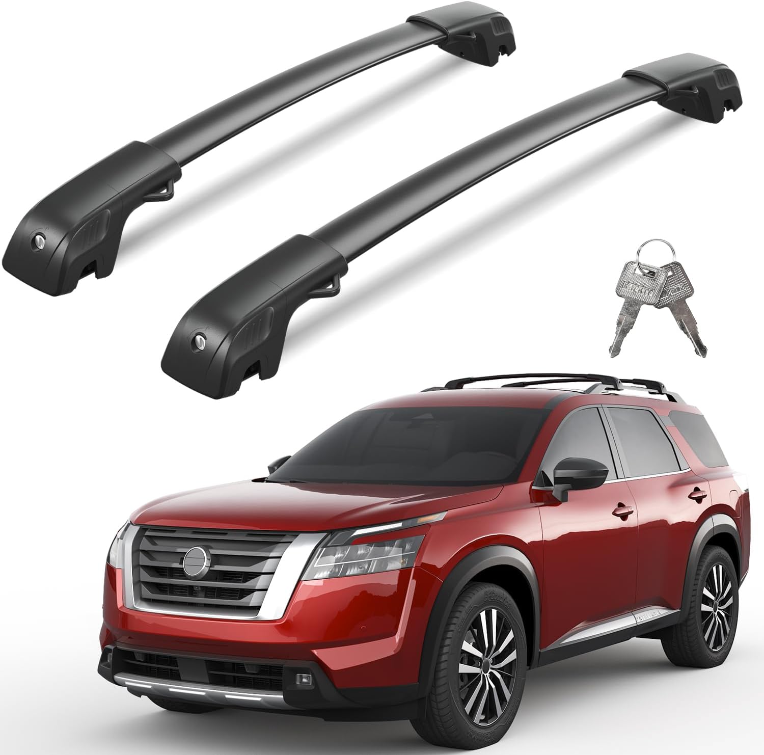 Nissan Pathfinder cross bars 2022–2026 — installed on vehicle roof rails