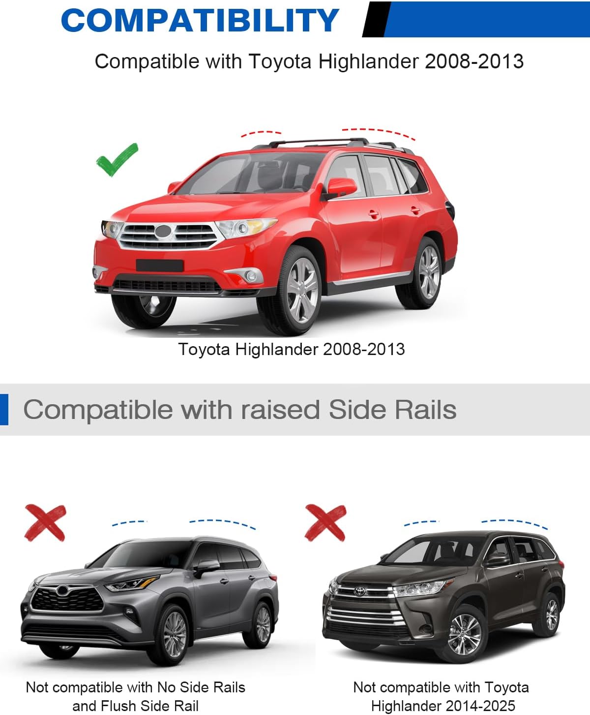 Toyota Highlander cross bars 2008–2013 — lockable end cap close-up