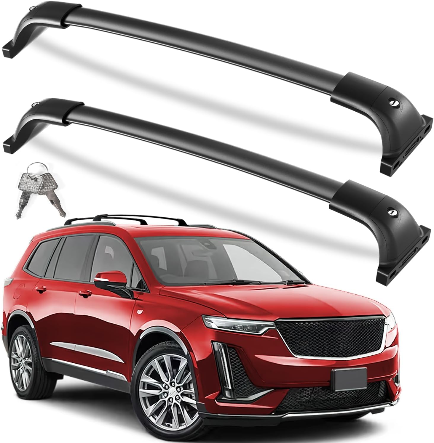 300 lbs Lockable Aluminum Roof Rack Cross Bars for Cadillac XT6, Honda, Jeep