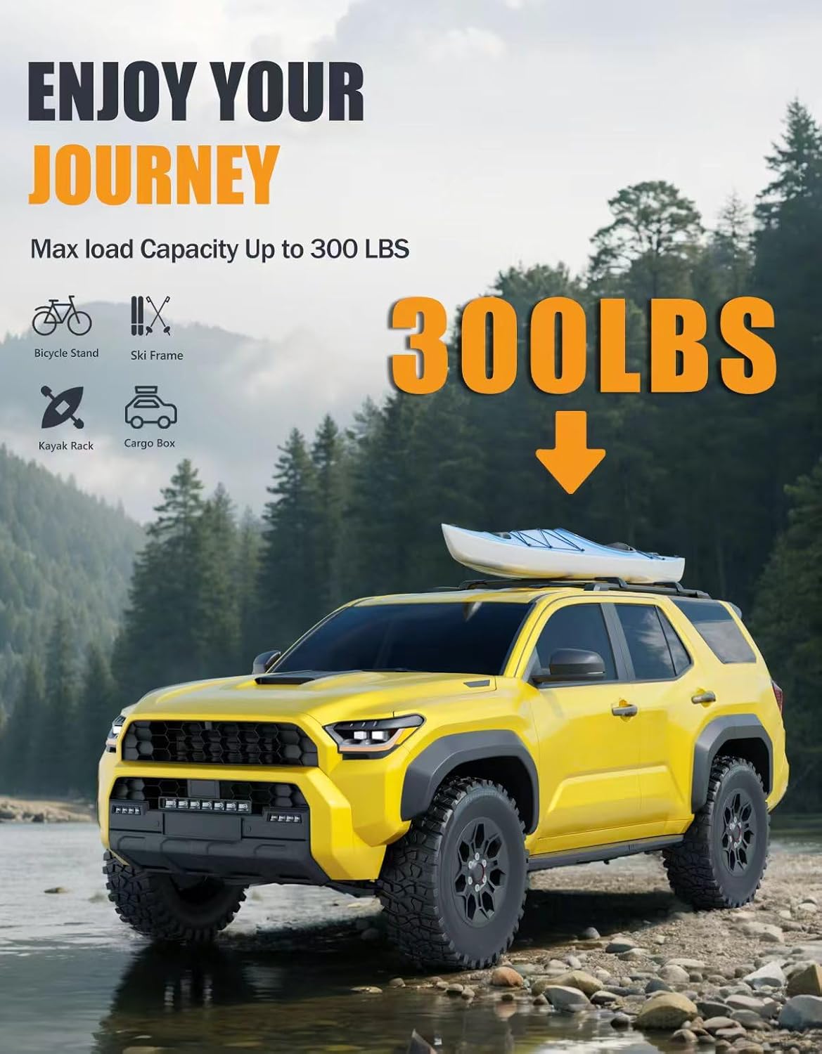 300LBS Lockable Roof Rack Cross Bars for Toyota 4Runner 2025 Aluminum