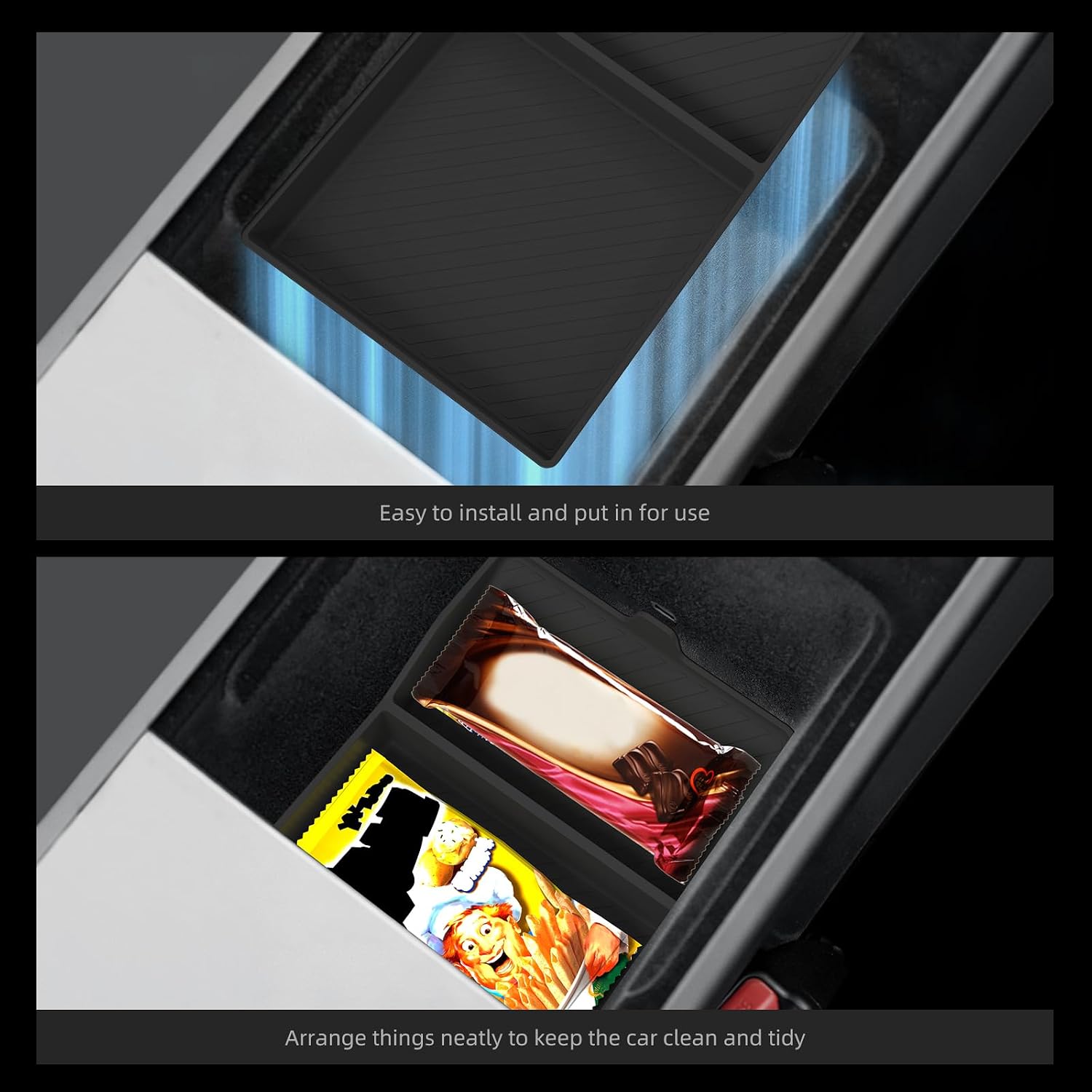 Tesla Model Y Standard Lower Armrest Box Organizer | Silicone Console Insert Tray