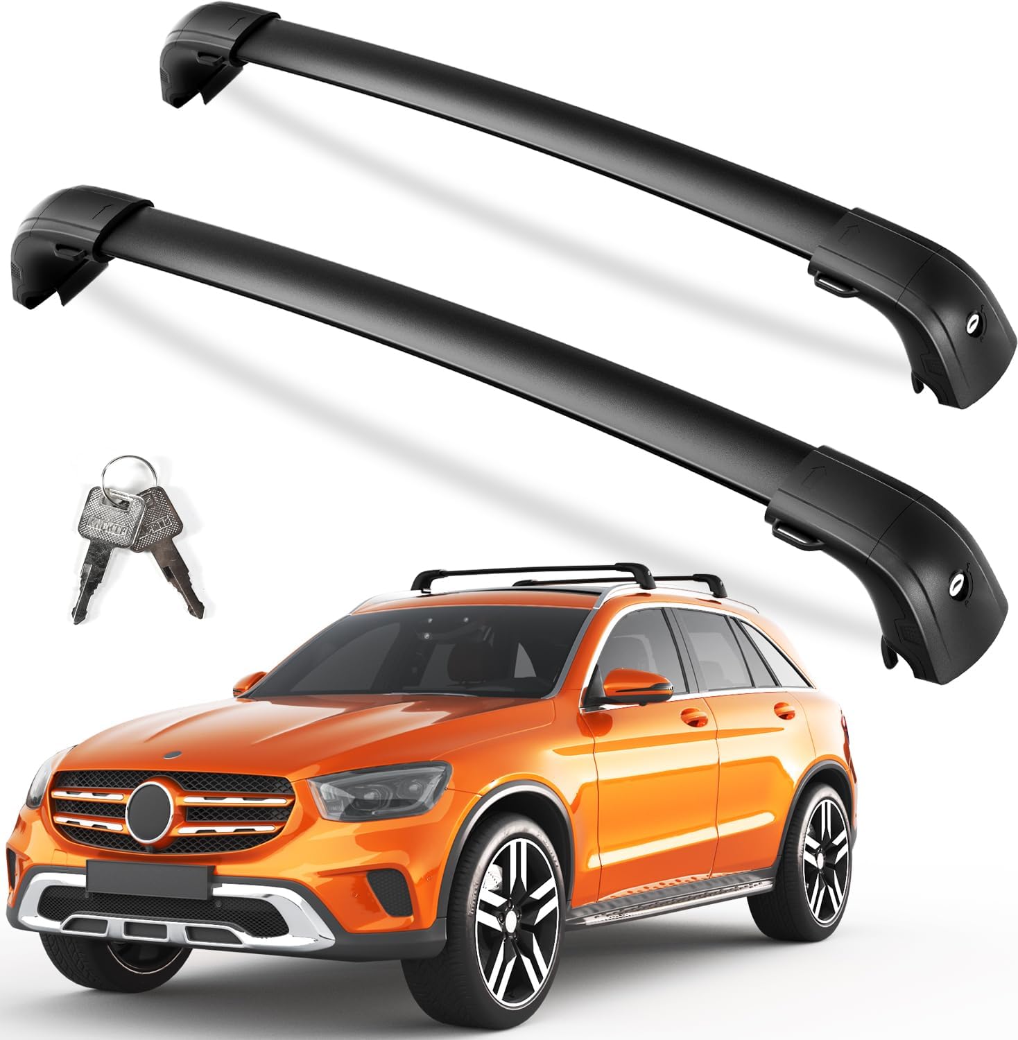 Roof Rack Cross Bars for Mercedes Benz GLC 2016-2022 | 300lb Lockable