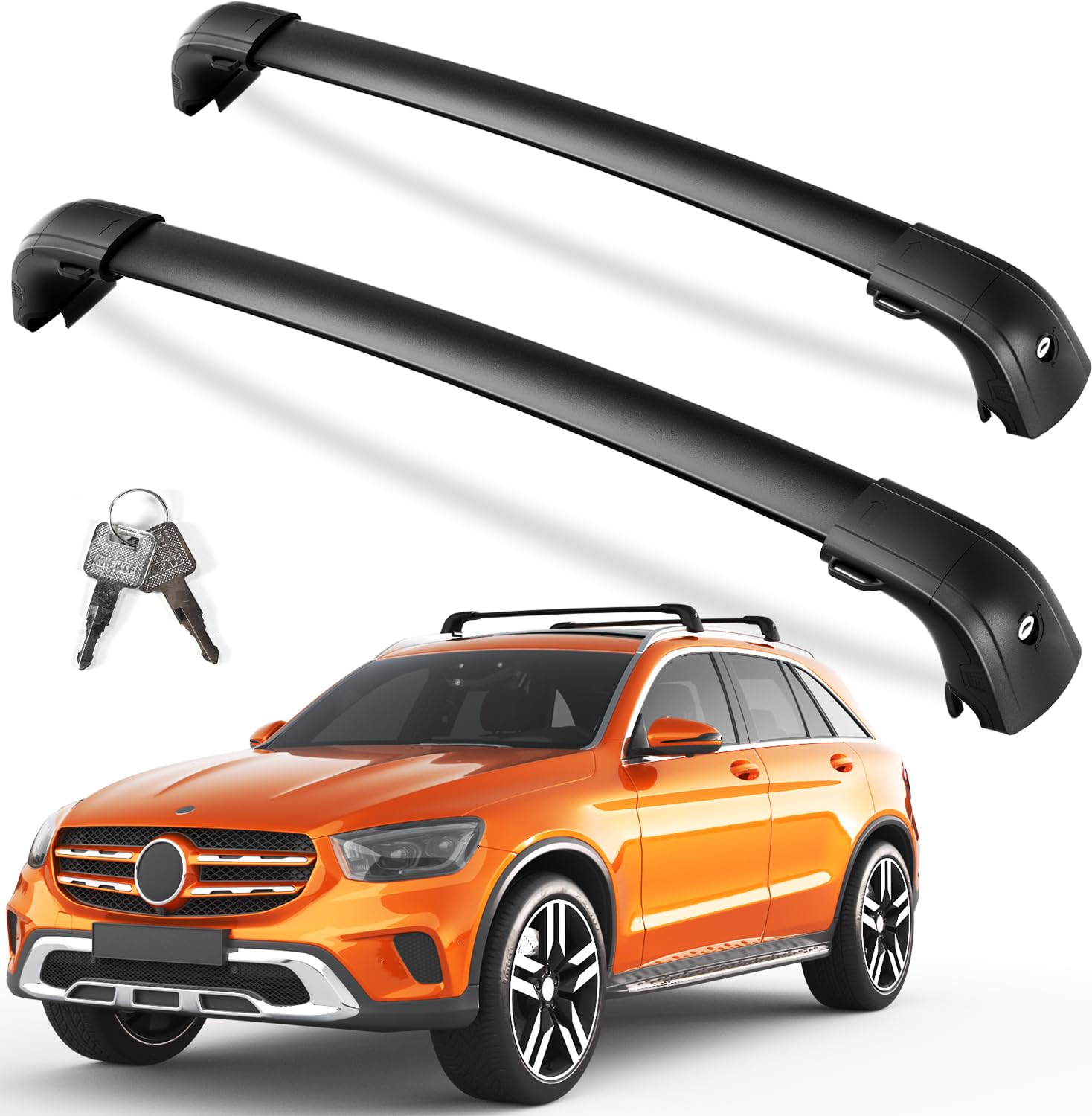 Roof Rack Cross Bars for Mercedes Benz GLC 2016-2022 | 300lb Lockable