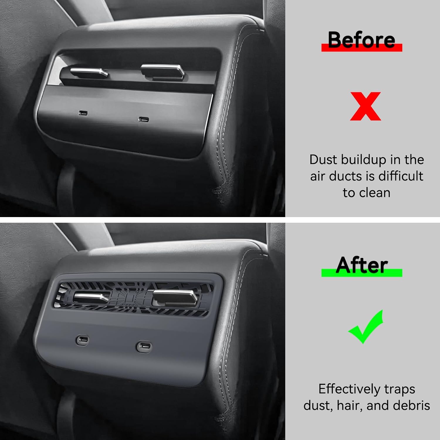 Tesla Model Y Standard Rear Air Vent Guard | Rear Seat AC Outlet Protector
