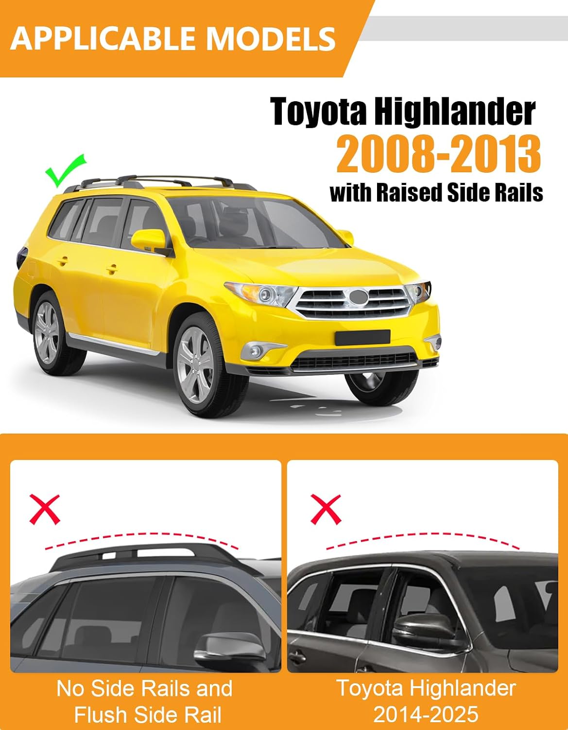 Roof Rack Cross Bars | 300 lbs | Lockable Aluminum | Multi-Vehicle Fit