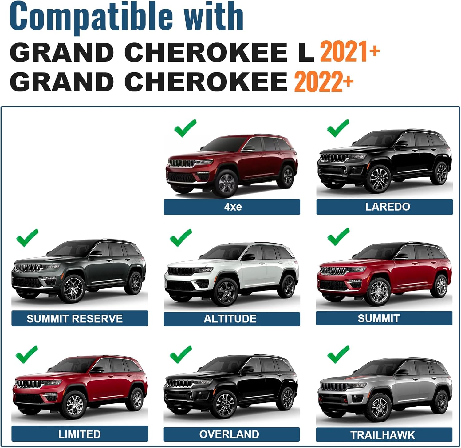 Roof Rack Cross Bars Compatible with Jeep Grand Cherokee L 2021-2025 and 2022 2023 2024 2025 Grand Cherokee WL