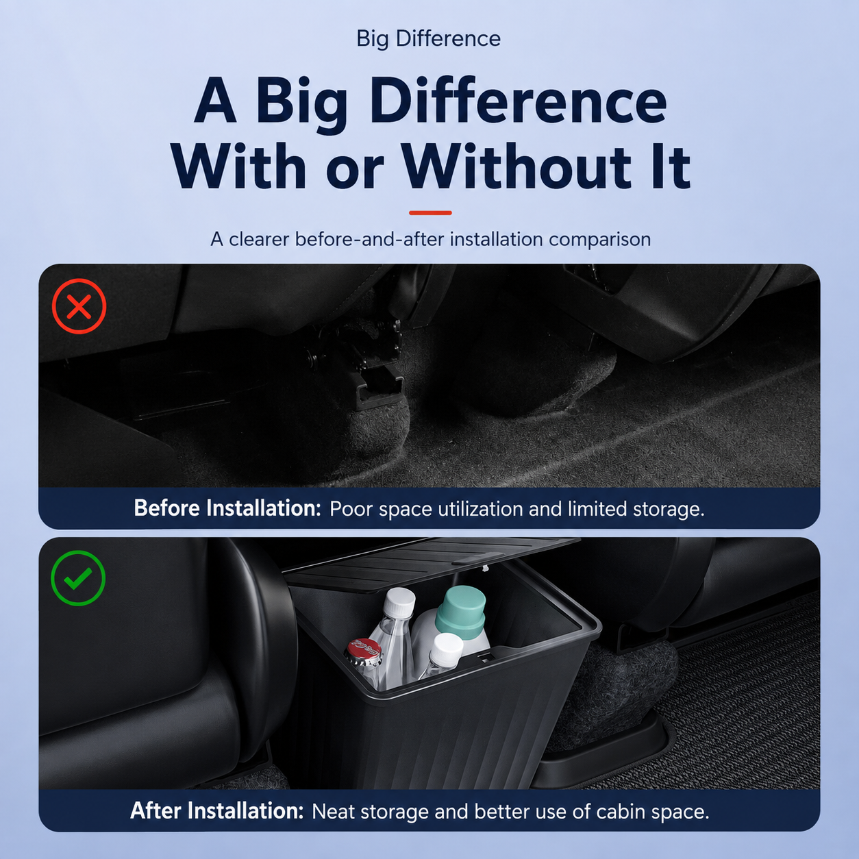 Rear Seat Center Storage Trash Bin for Tesla Model 3 Highland and Model Y Juniper, ABS