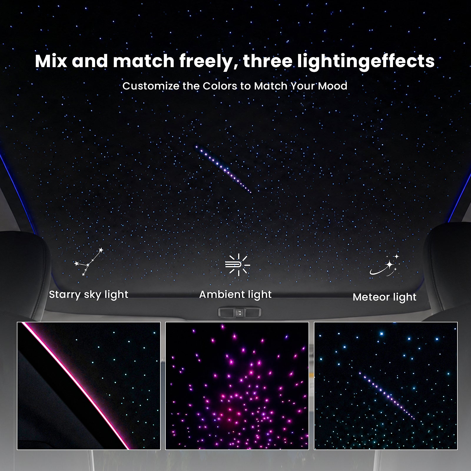 Smart Voice-Controlled Starry Sunshade 2.0 for Tesla Model Y / Y Juniper | Enjoy the Rolls-Royce Starry Sky
