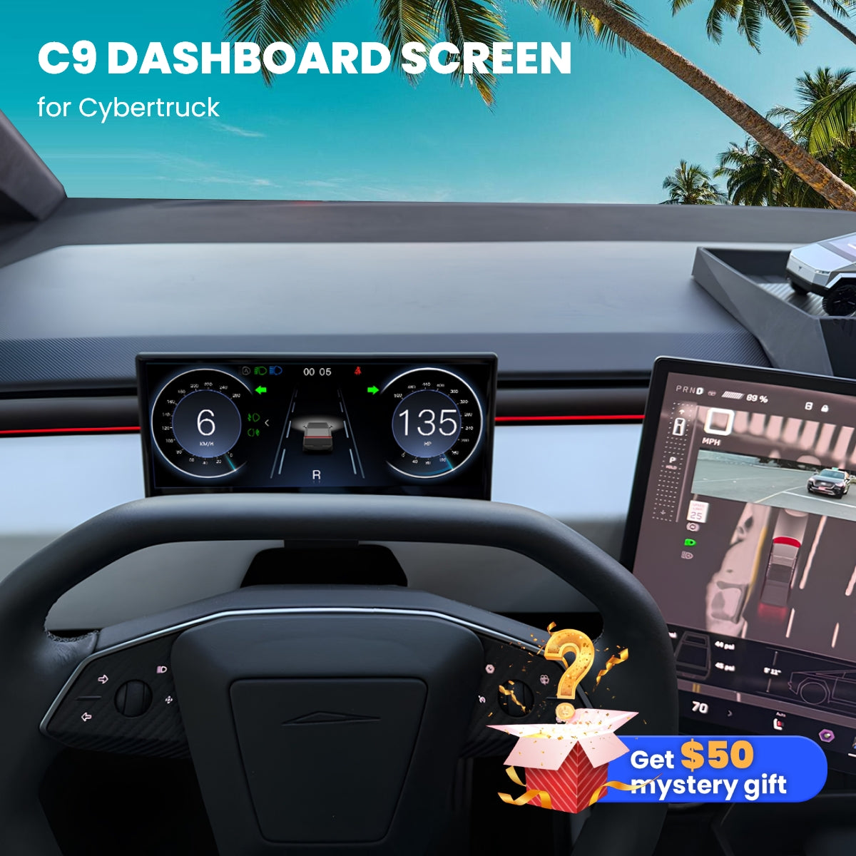 Carplay Dashboard Screen C9 9-in Touch Screen For Tesla Cybertruck