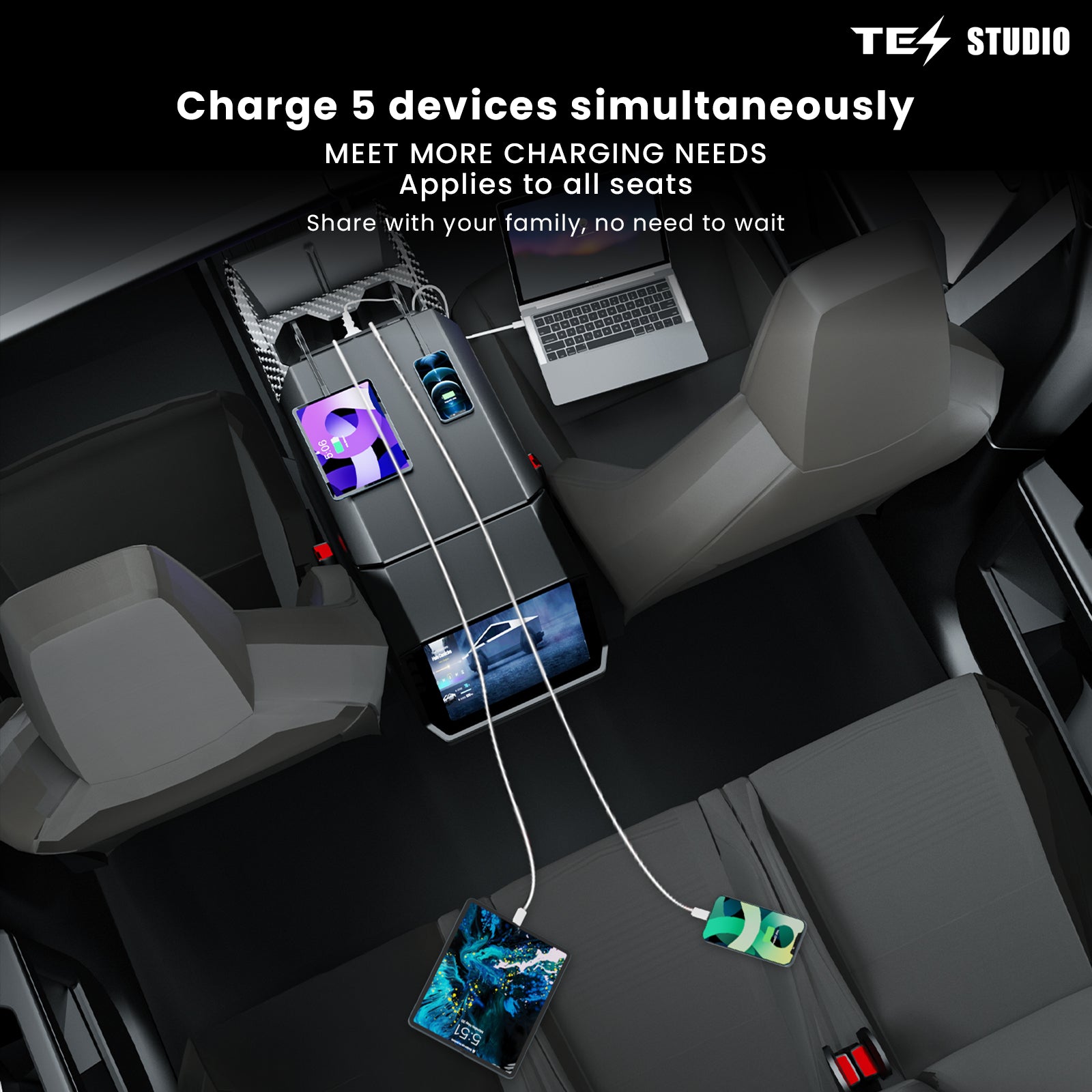 Tesla Cybertruck Docking Drawer Blade In-Drawer Outlet With 110v AC Tesla Cybertruck Accessories Tesstudio®