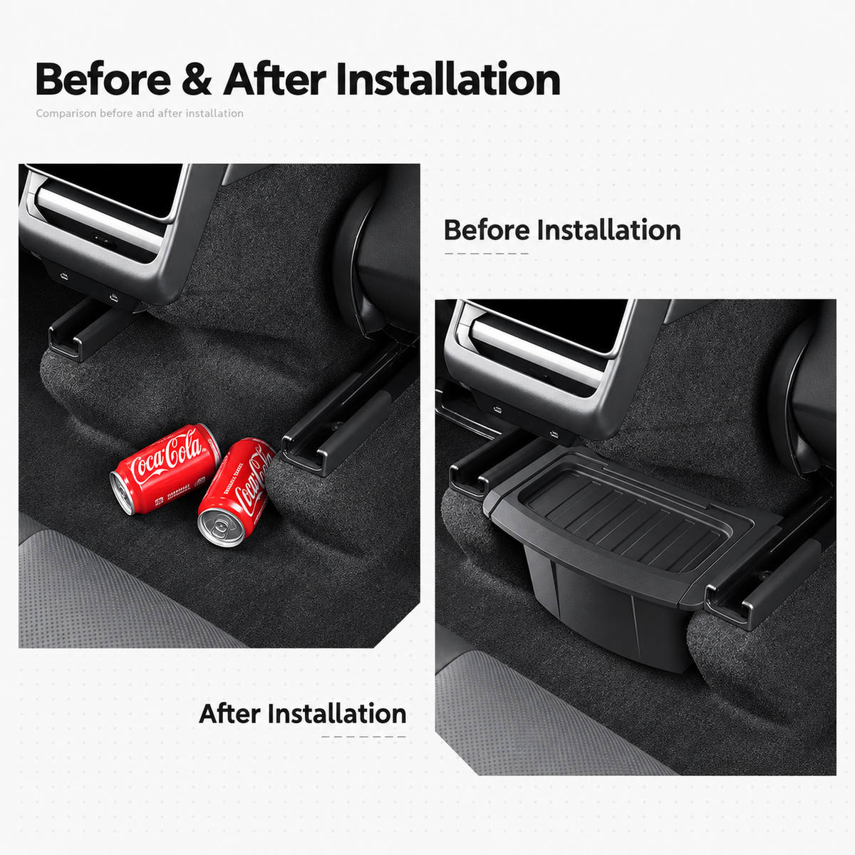 TPE Rear Armrest Storage Box with Flip-Top Lid for Tesla Model Y Juniper / Model Y L