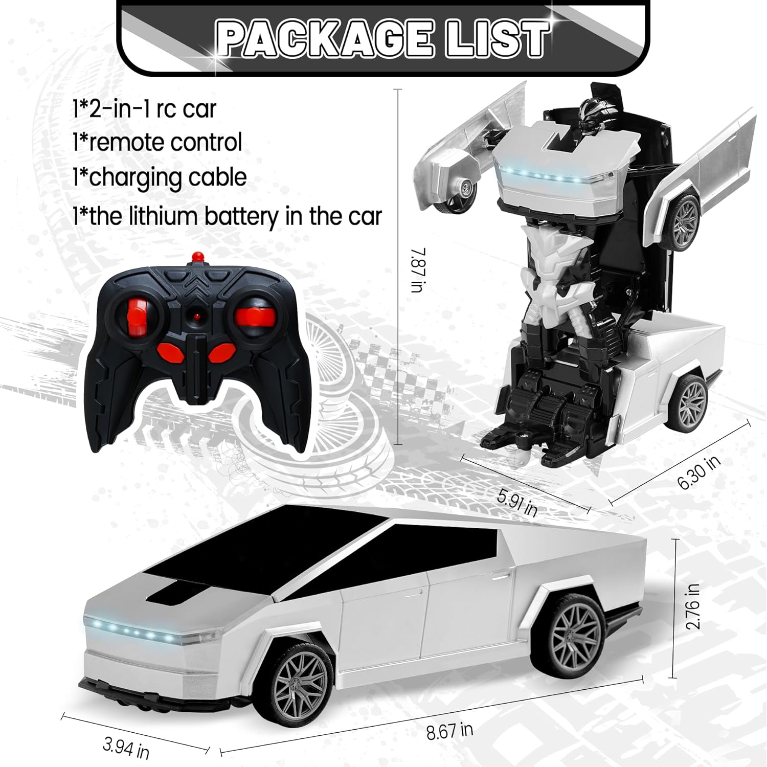 2026 Bluetooth Remote Control Car Cyber-Inspired Transformer Toys Cars One-Button Deformation 360° Rotation Drift Rc Car Robot for 3+ Years Old Boy Toys