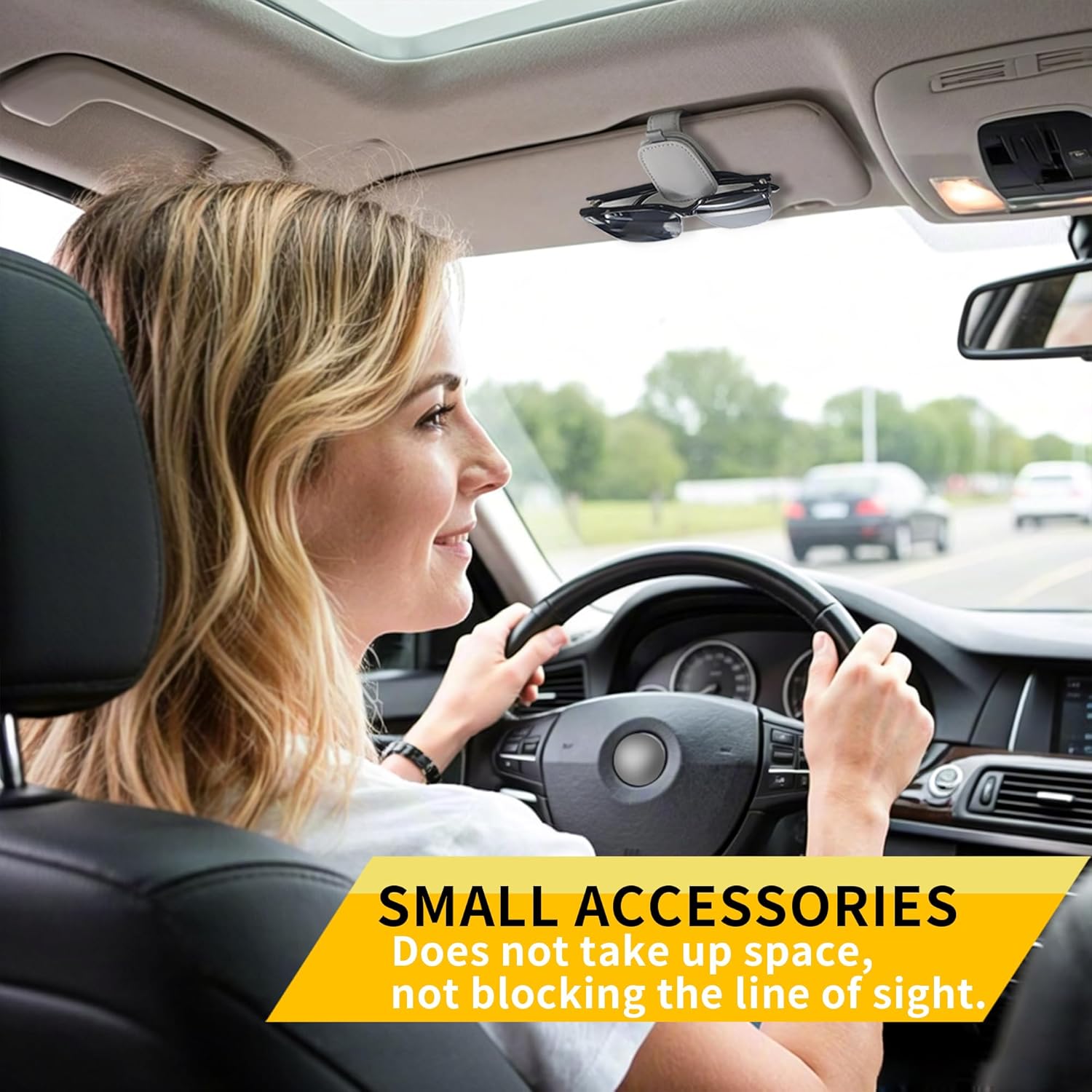 Tesstudio 2026 Sunglass Holder for Car, Magnetic Leather Sunglasses Holder and Ticket Card Clip, Car Visor Accessories