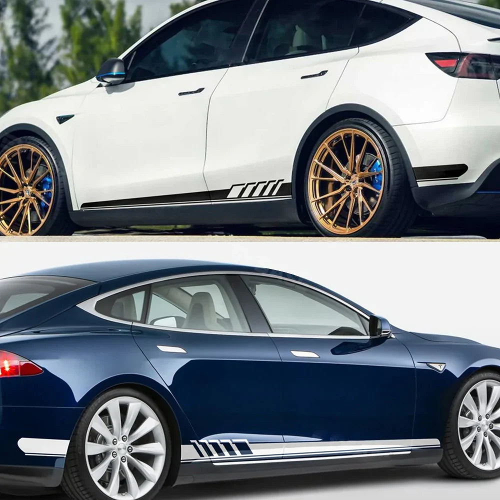 Side Skirt Decal DIY Sticker Side Body Racing Stripe Sticker For Tesla Model 3/Y/S/X
