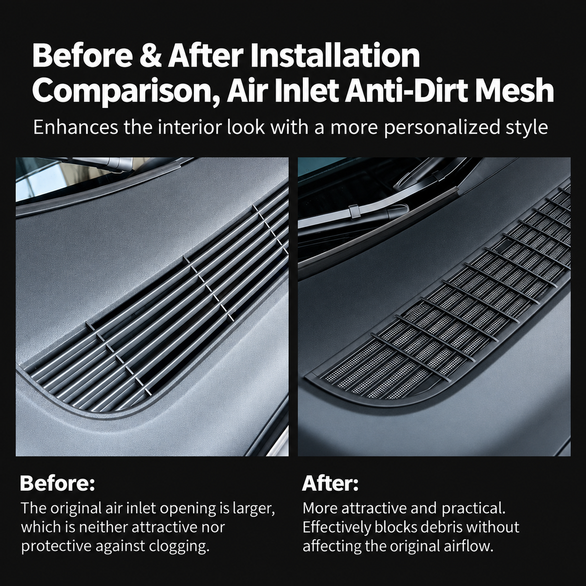 Front Air Intake Protection Mesh for Tesla Model Y Juniper 2025.03+