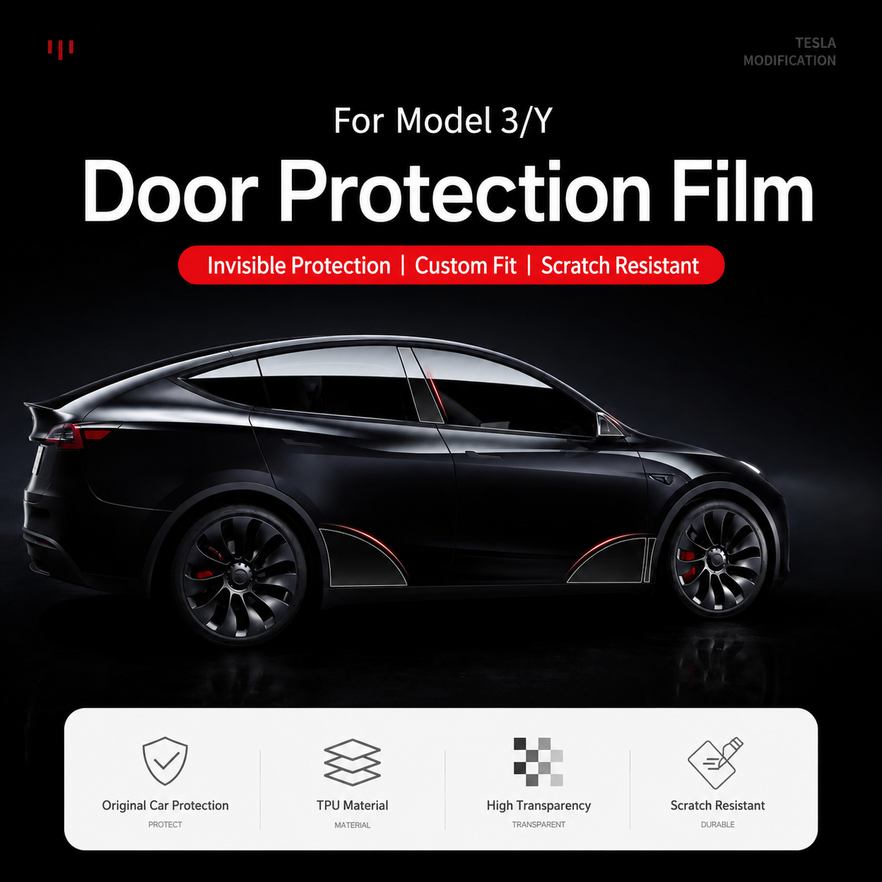 Door Triangle Paint Protection Film TPU Clear Guard for Tesla Model 3 / Model 3 Highland / Model Y / Model Y Juniper / Model Y L