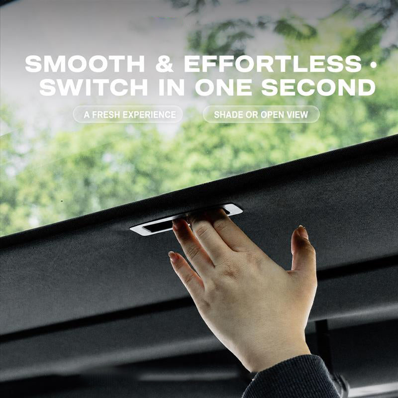 Manual Retractable & Foldable Roof Sunshade with Dual 1/4" Mounts and Magnetic Points for Tesla Model Y/Y Juniper