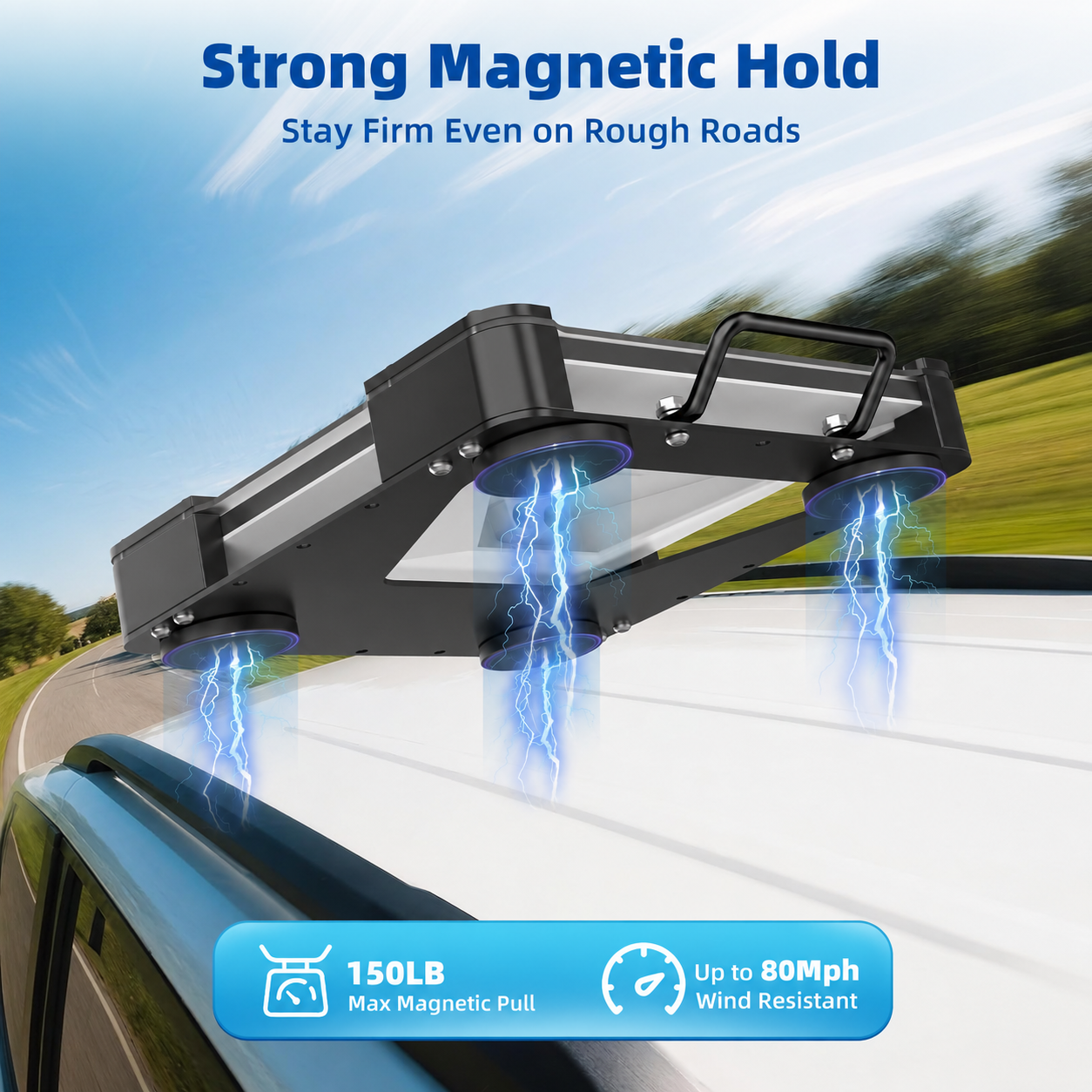 Starlink Mini magnetic roof mount with strong hold for rough roads and vehicle travel