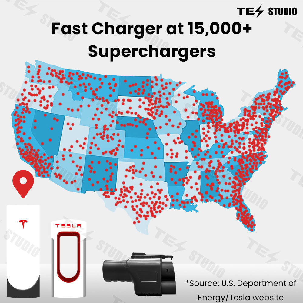 Supercharger NACS to CCS Adapter for DC Fast Charging Electric Vehicle Adapter Tesstudio®