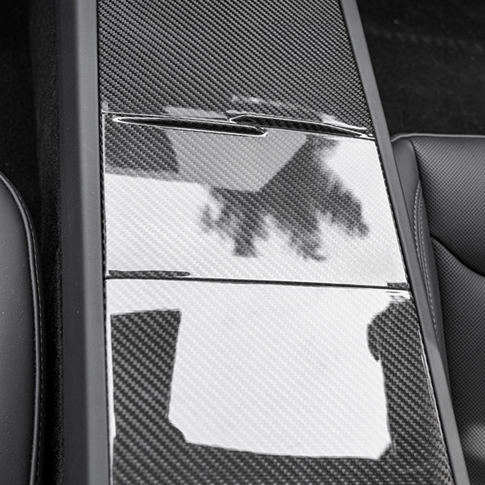Carbon Fiber Center Console Overlays Gen 2 for Model 3 2024+ & Model Y 2025+