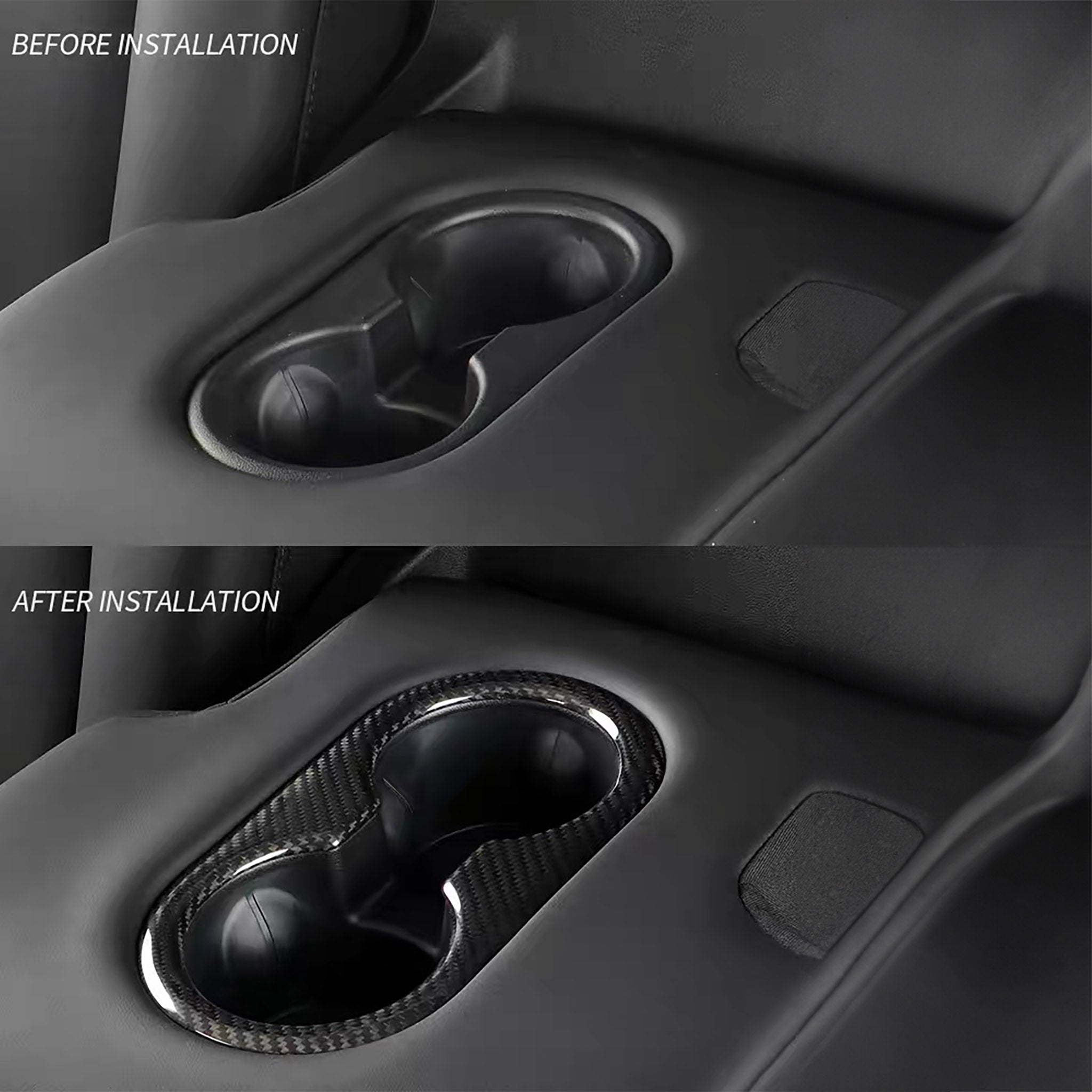 Tesla Model Y Juniper/3 Highland Real Carbon Fiber Rear Cup Holder Cover